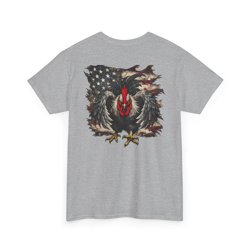 Patriotic Rooster Tee - American Flag Chicken Graphic T-Shirt