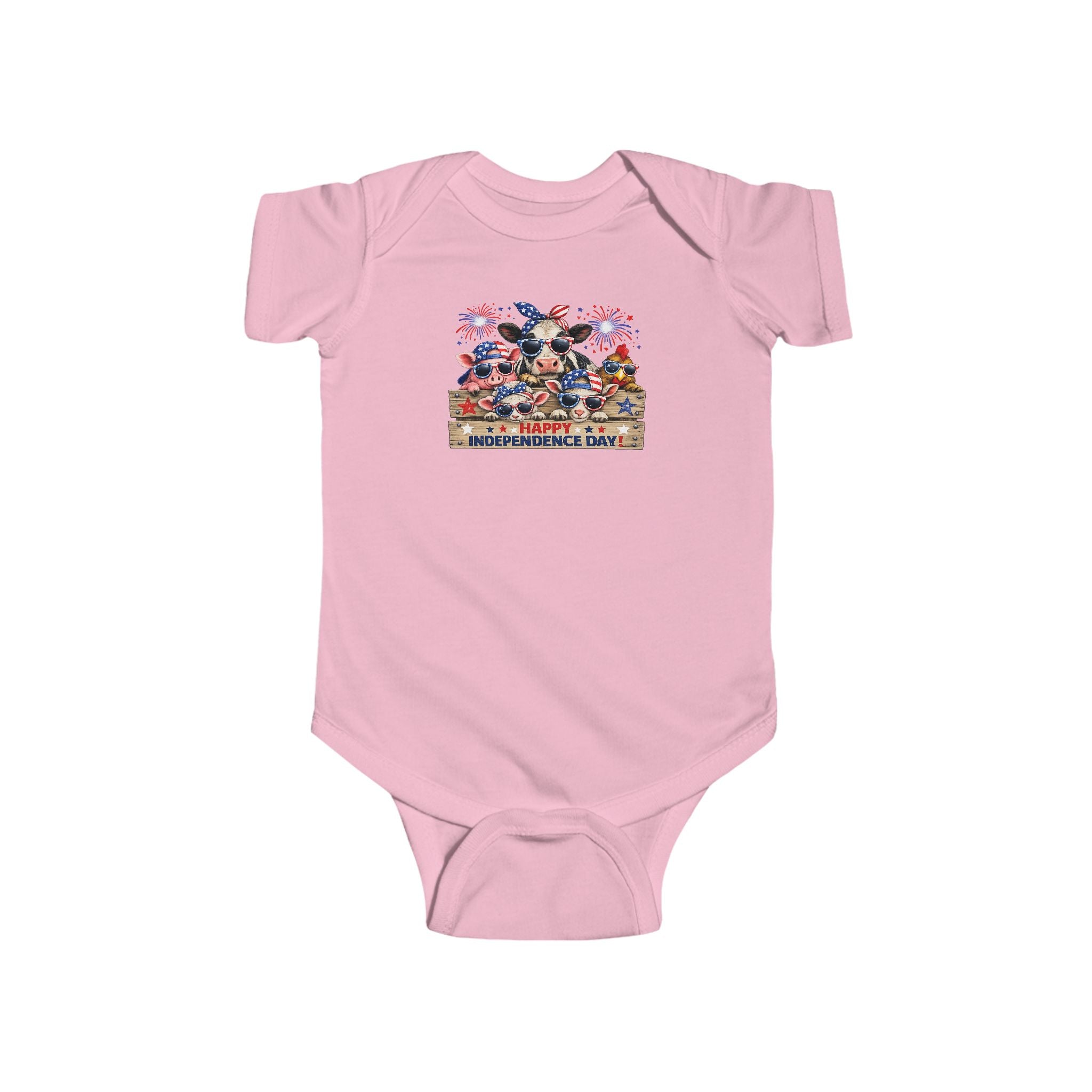 4th of July Baby Bodysuit - Patriotic Fireworks & USA Animal Friends Infant Onesie