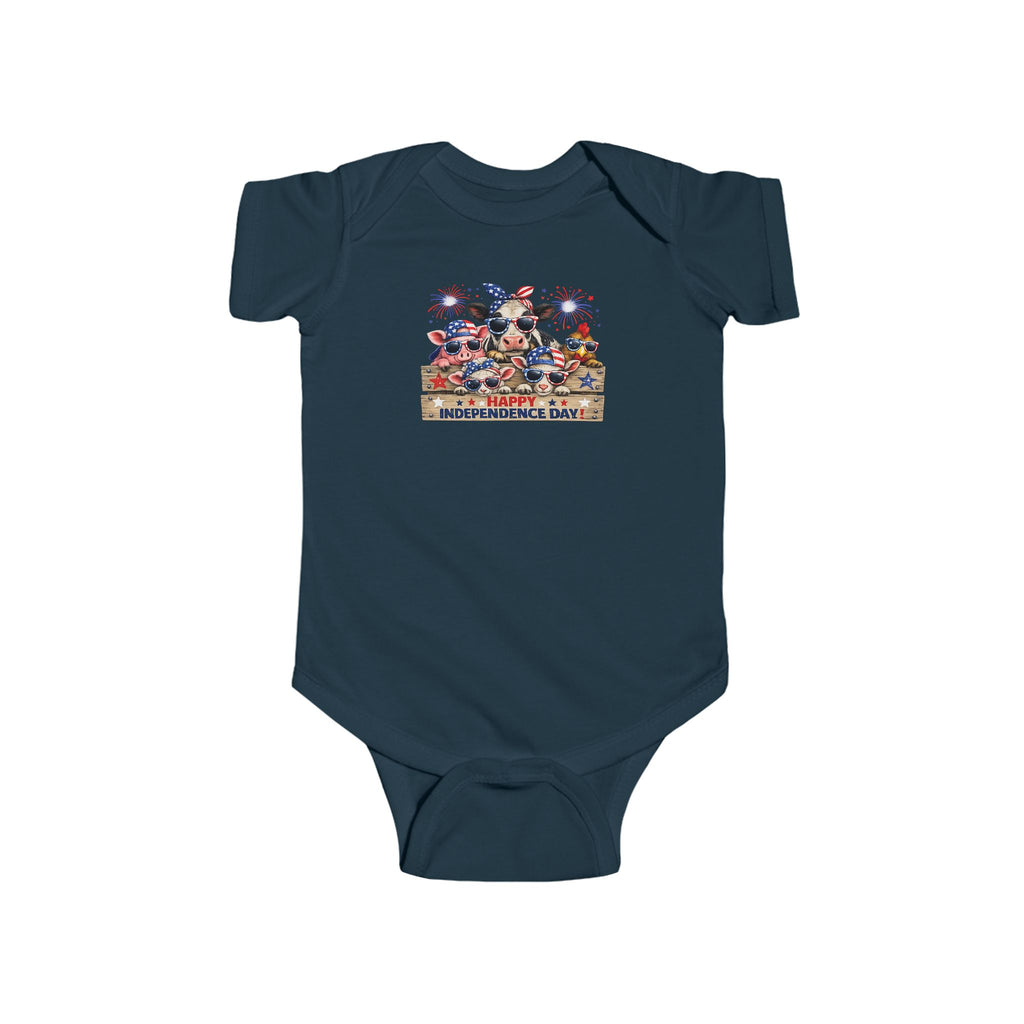 4th of July Baby Bodysuit - Patriotic Fireworks & USA Animal Friends Infant Onesie