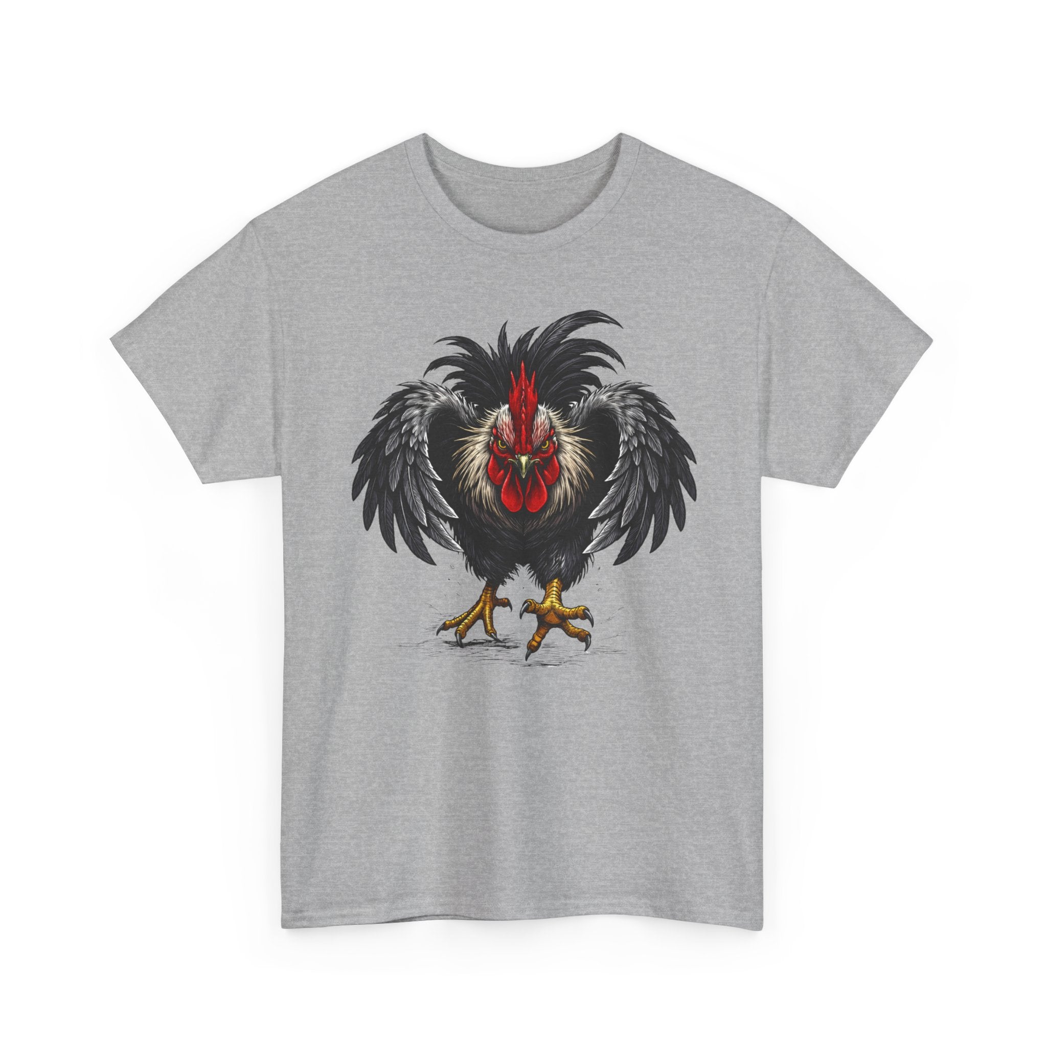 Rooster Warrior Graphic Tee — Fierce Black Rooster Illustration T-Shirt