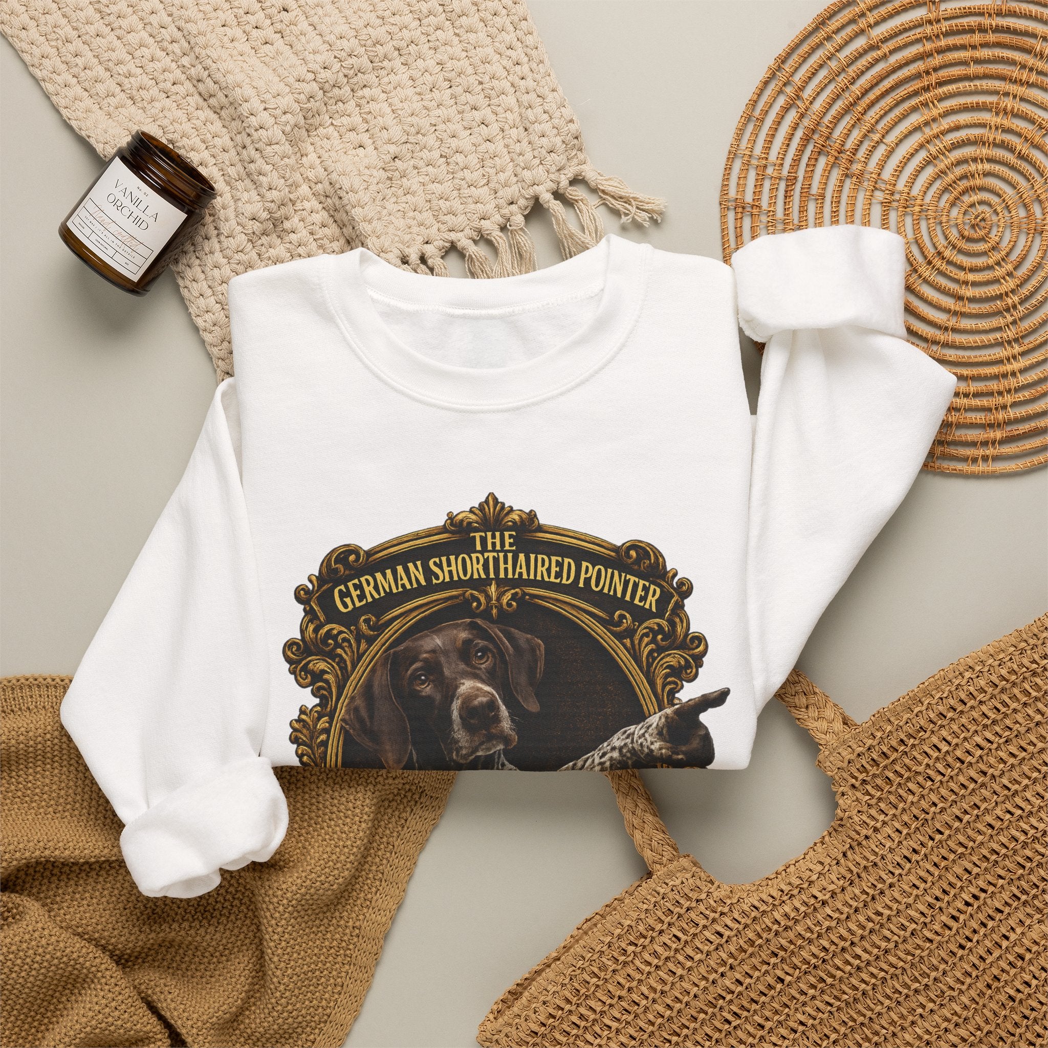 German Shorthaired Pointer -Crewneck Sweatshirt —  "It's Over There" Graphic