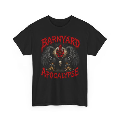 Barnyard Apocalypse Graphic Tee — Dark Rooster Horror Farm Shirt