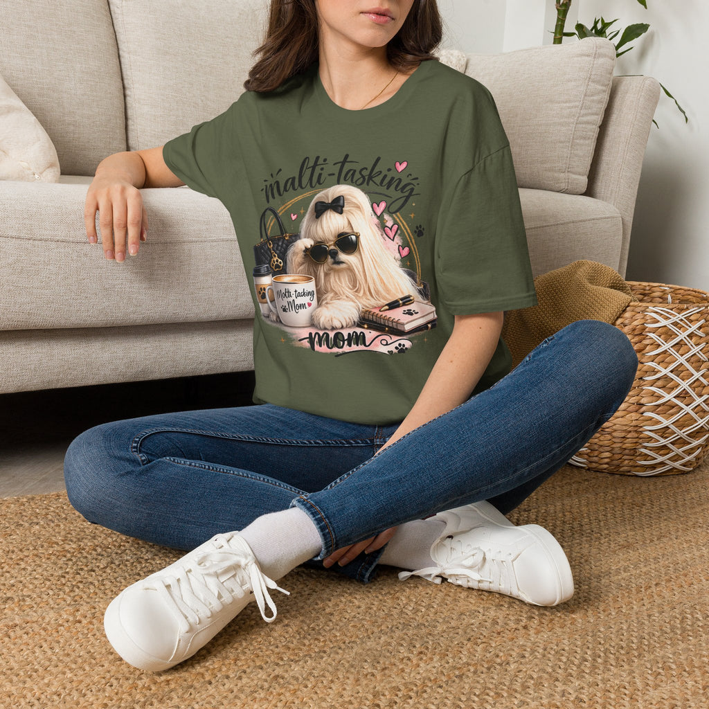 Multi-Tasking Mom T-Shirt — Cute Sunglasses Shih Tzu Graphic