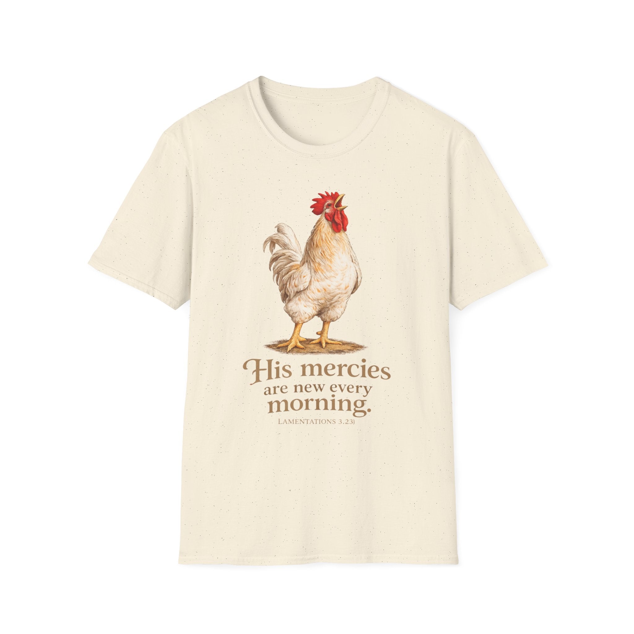 Rooster Morning Mercy T-Shirt – "His mercies are new every morning" Christian Tee