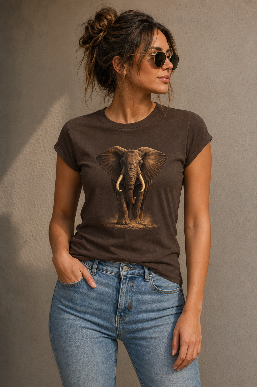 Elephant Portrait Tee — Majestic African Elephant Graphic Women's T-Shirt