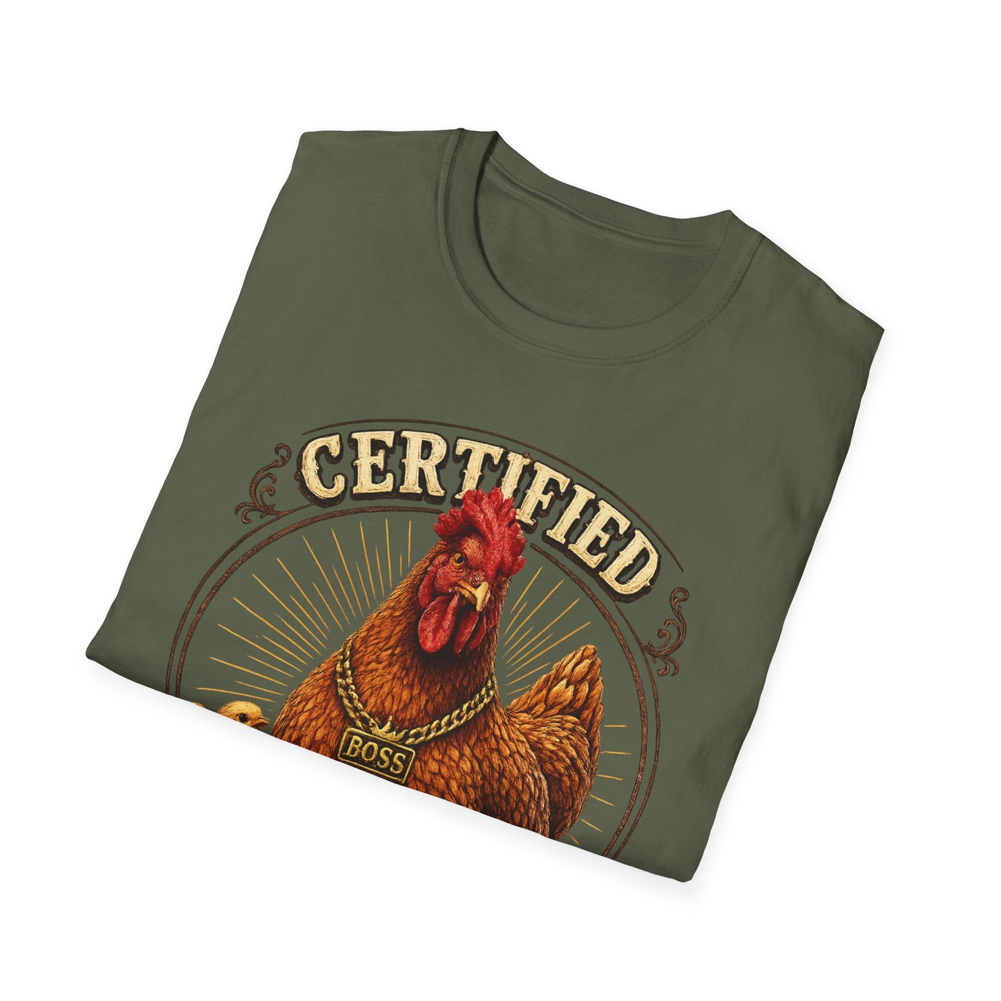 Boss Hen T-Shirt — "Certified Boss Hen Runs This Coop" Chicken Farm Tee