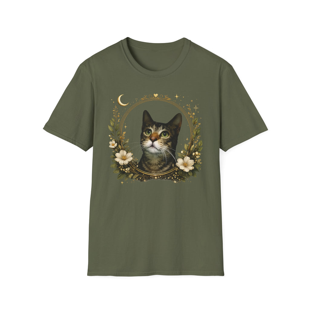 Cat Portrait T-Shirt – Vintage Floral Tabby Tee
