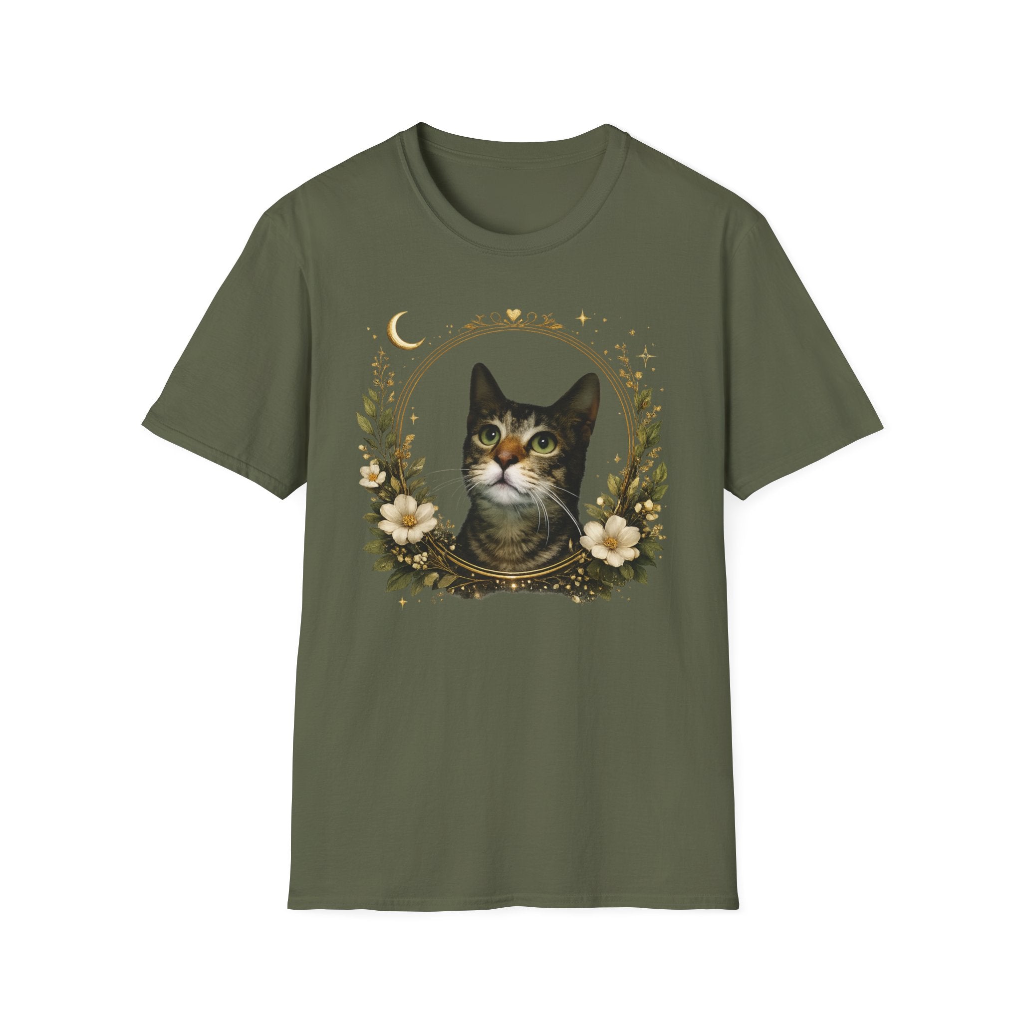 Cat Portrait T-Shirt – Vintage Floral Tabby Tee