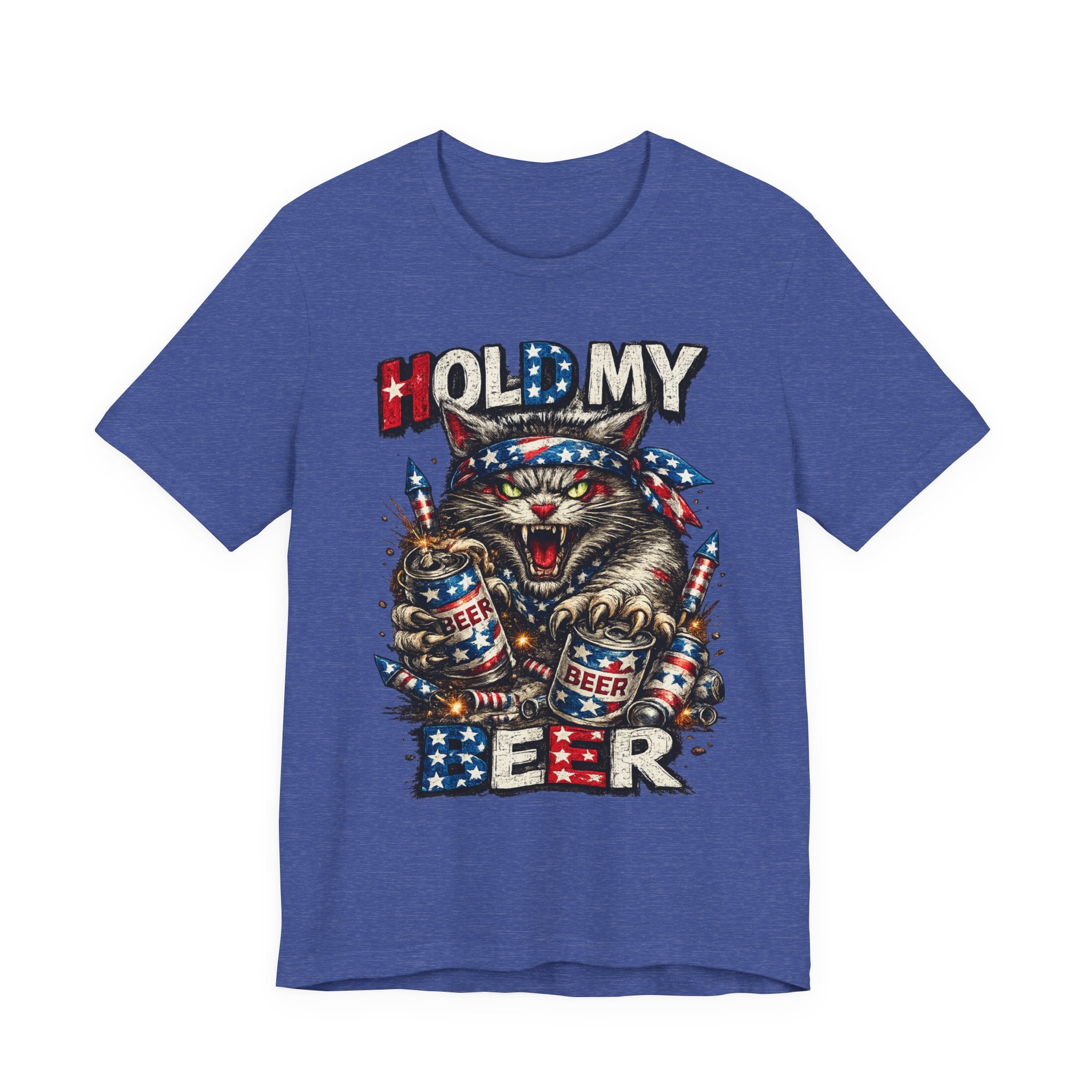 Hold My Beer Cat T-Shirt — Patriotic Funny Independence Day Tee