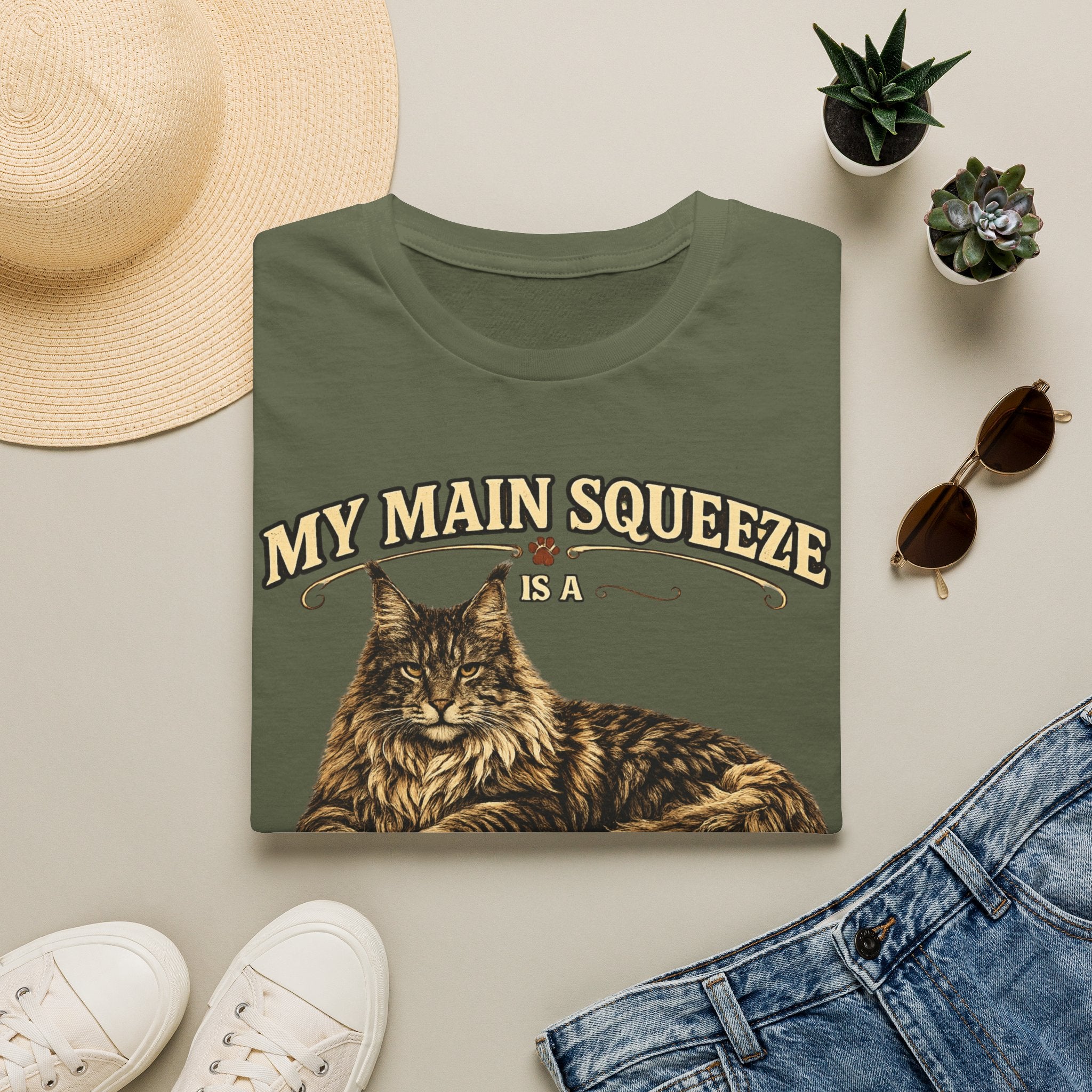 Maine Coon Cat T-Shirt — "My Main Squeeze" Graphic Tee