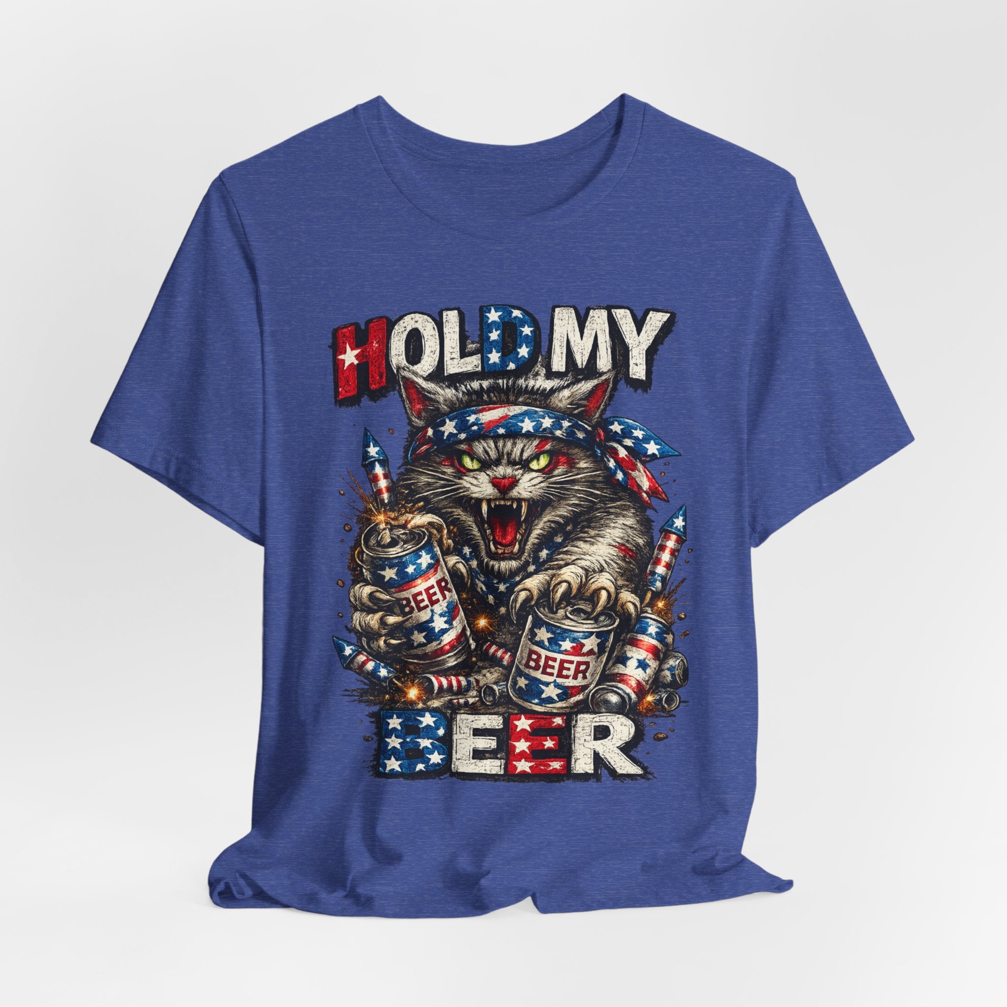 Hold My Beer Cat T-Shirt — Patriotic Funny Independence Day Tee
