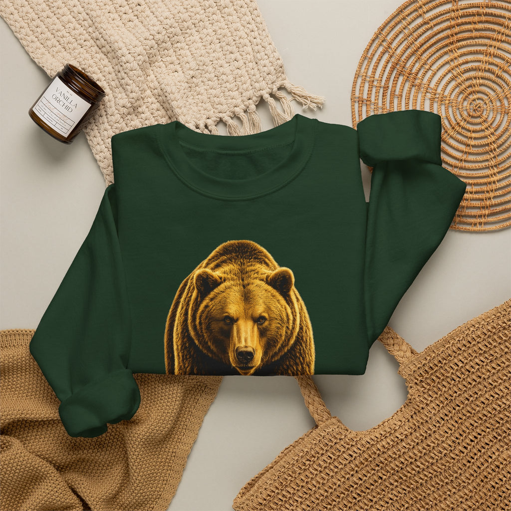 Grizzly Bear Crewneck Sweatshirt — Vintage Wildlife Graphic