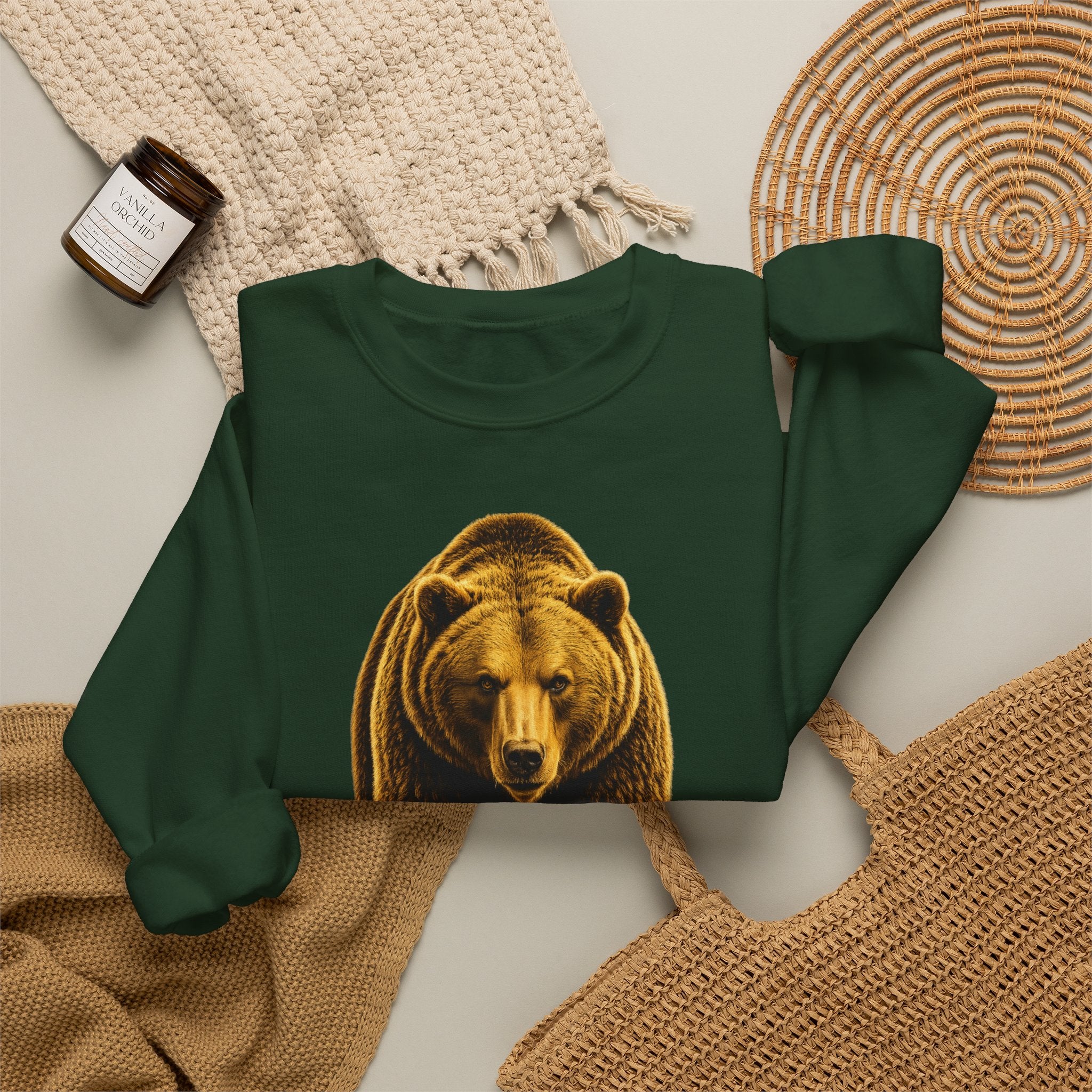 Grizzly Bear Crewneck Sweatshirt — Vintage Wildlife Graphic