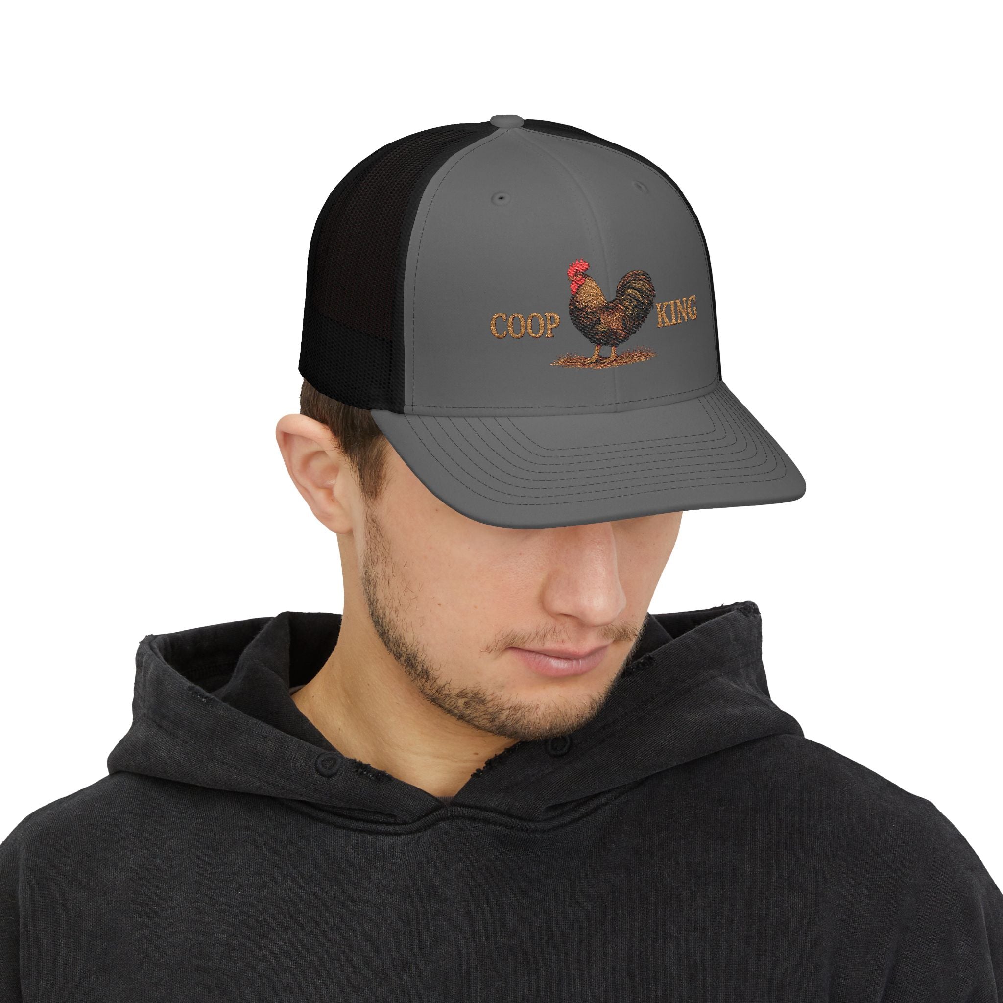 Coop King Trucker Hat - Rooster Farm Snapback Cap