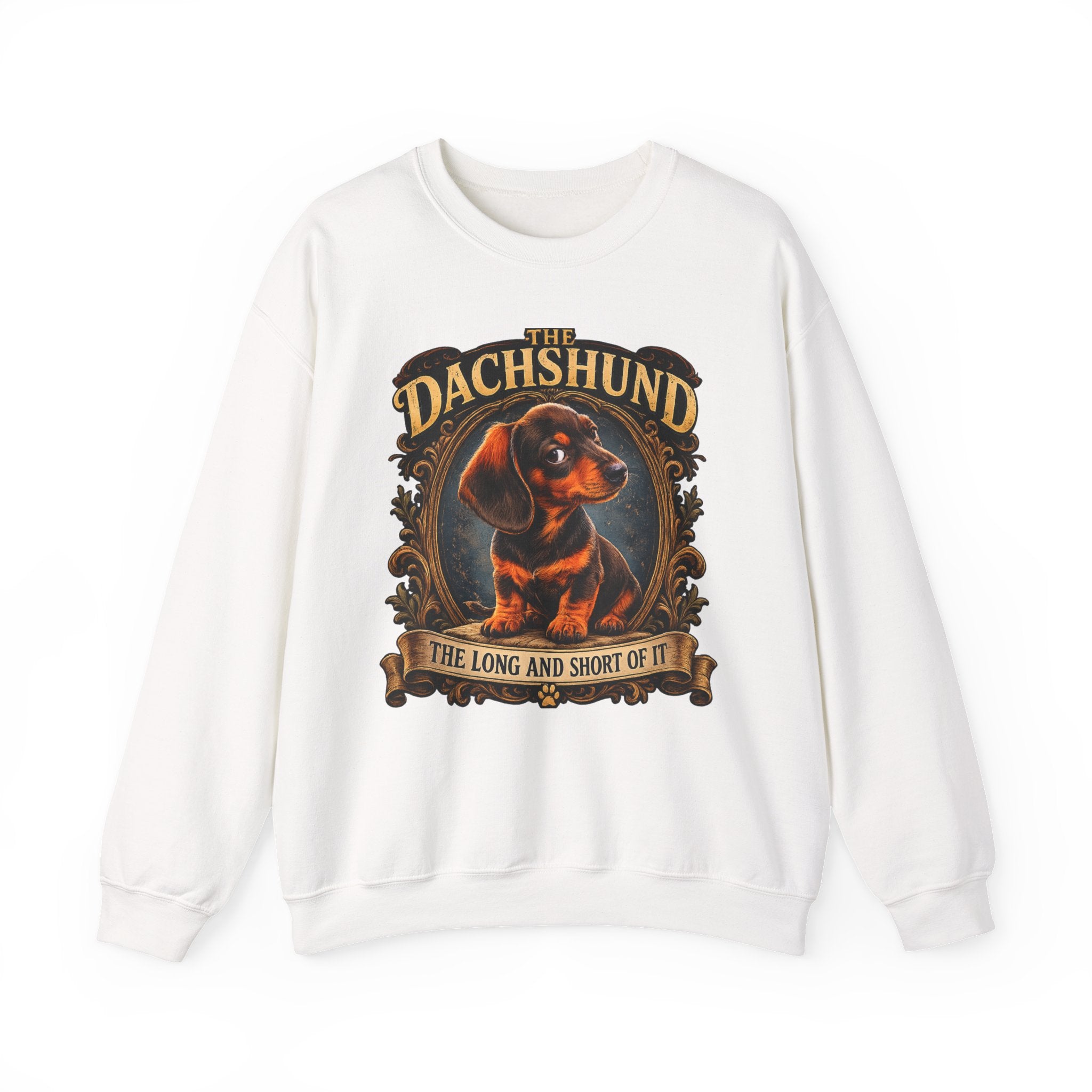 Dachshund Crewneck Sweatshirt - "The Dachshund: The Long and Short of It" Vintage Dog Portrait