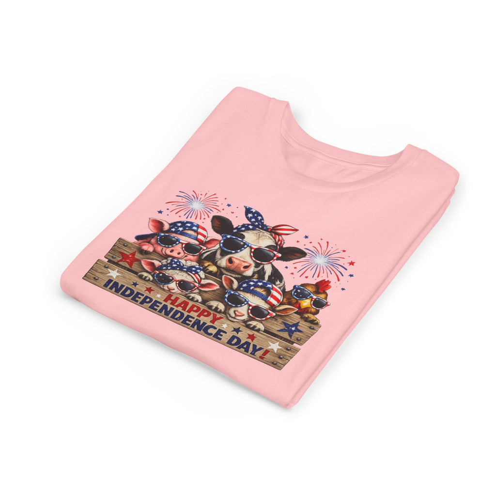 Youth Tee - Happy Independence Day Cow Patriotic Graphic