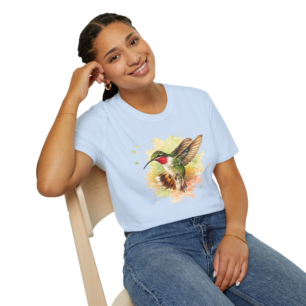 Hummingbird Watercolor T-Shirt — Artistic Bird Nature Tee