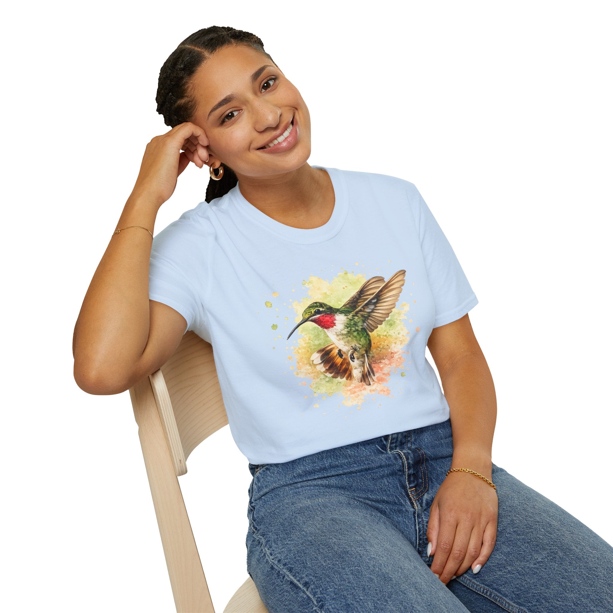Hummingbird Watercolor T-Shirt — Artistic Bird Nature Tee