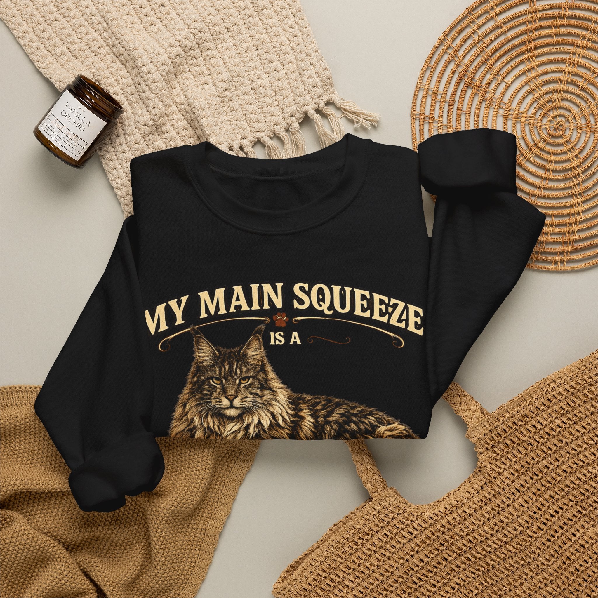 Maine Coon Sweatshirt - "My Main Squeeze" Cat Lover Crewneck