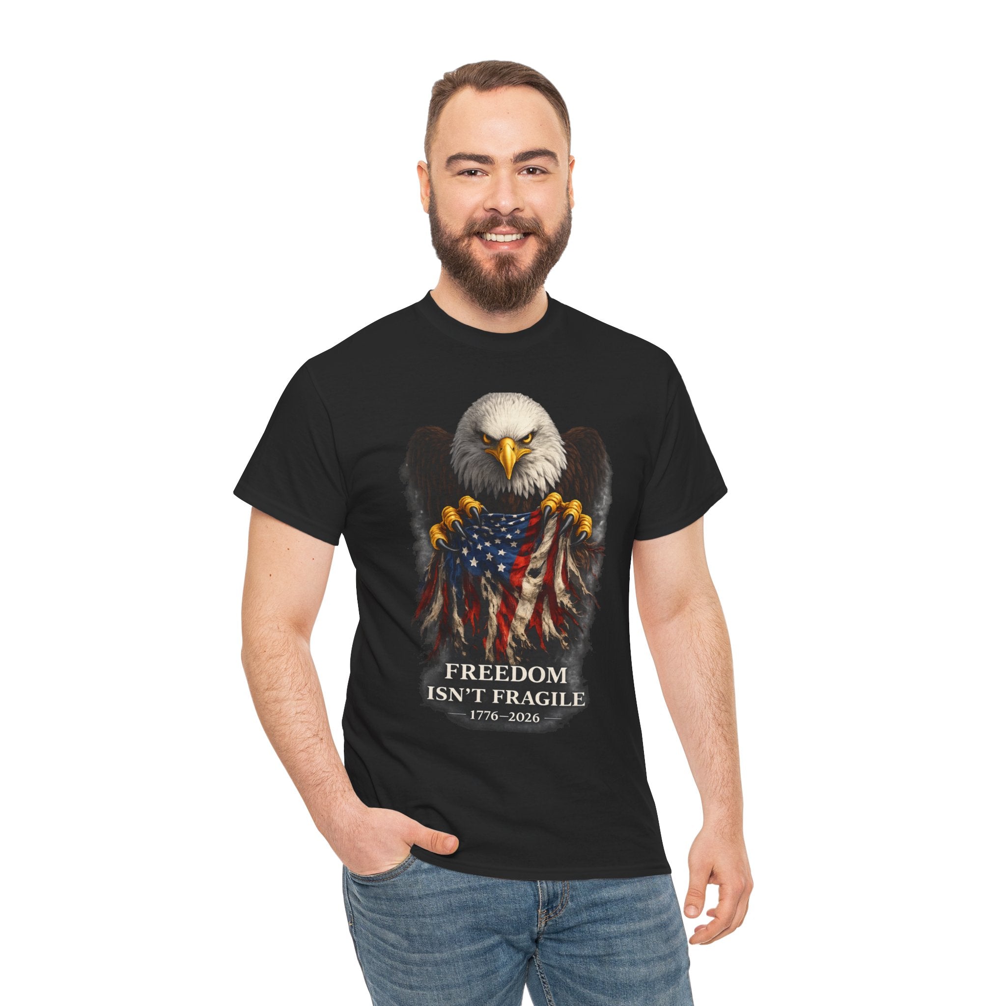 American Eagle T‑Shirt — "Freedom Isn’t Fragile" Patriotic Tee