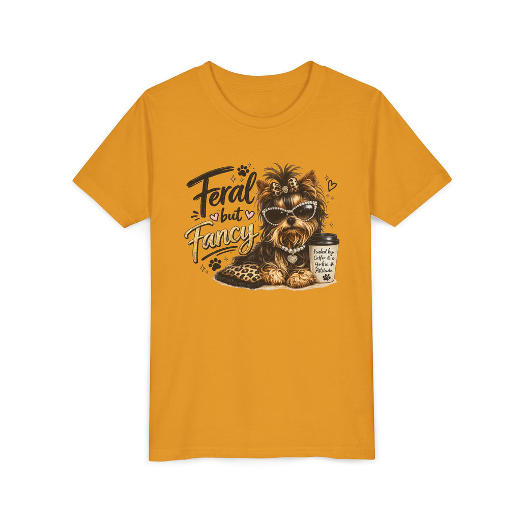 Yorkie youth Tee — "Feral but Fancy" Yorkie Graphic Shirt
