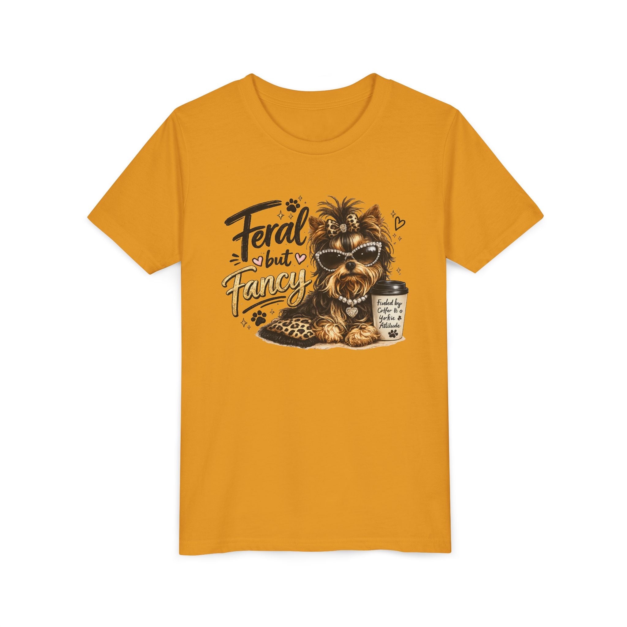Yorkie youth Tee — "Feral but Fancy" Yorkie Graphic Shirt