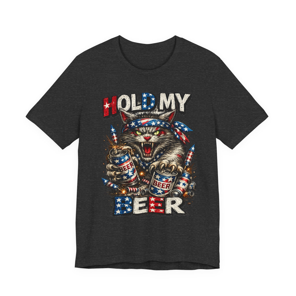Hold My Beer Cat T-Shirt — Patriotic Funny Independence Day Tee