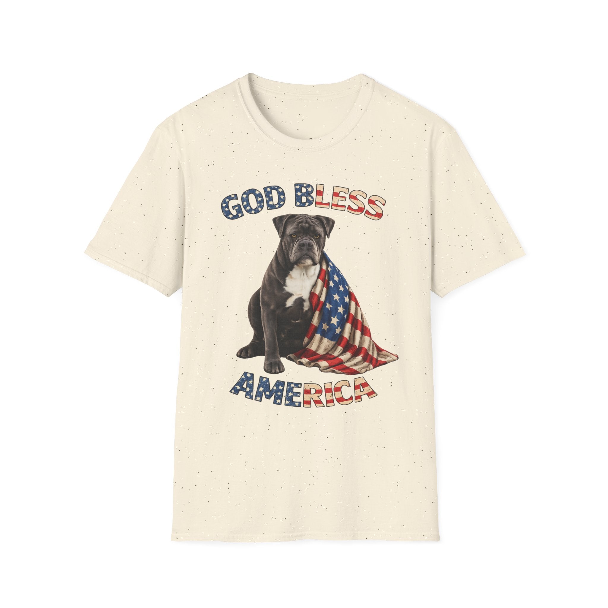 God Bless America Bulldog T-Shirt — Patriotic USA Flag Pup Tee