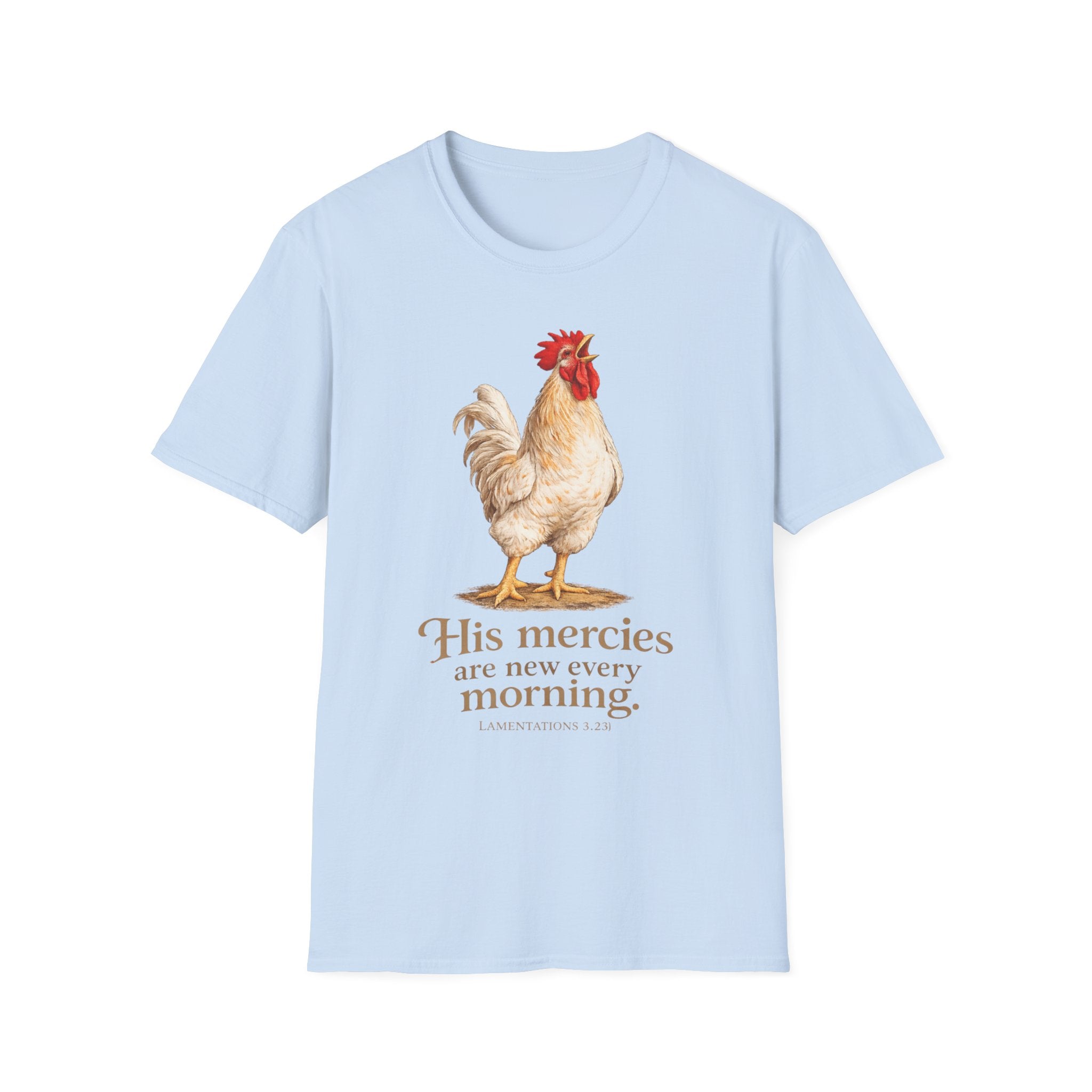 Rooster Morning Mercy T-Shirt – "His mercies are new every morning" Christian Tee