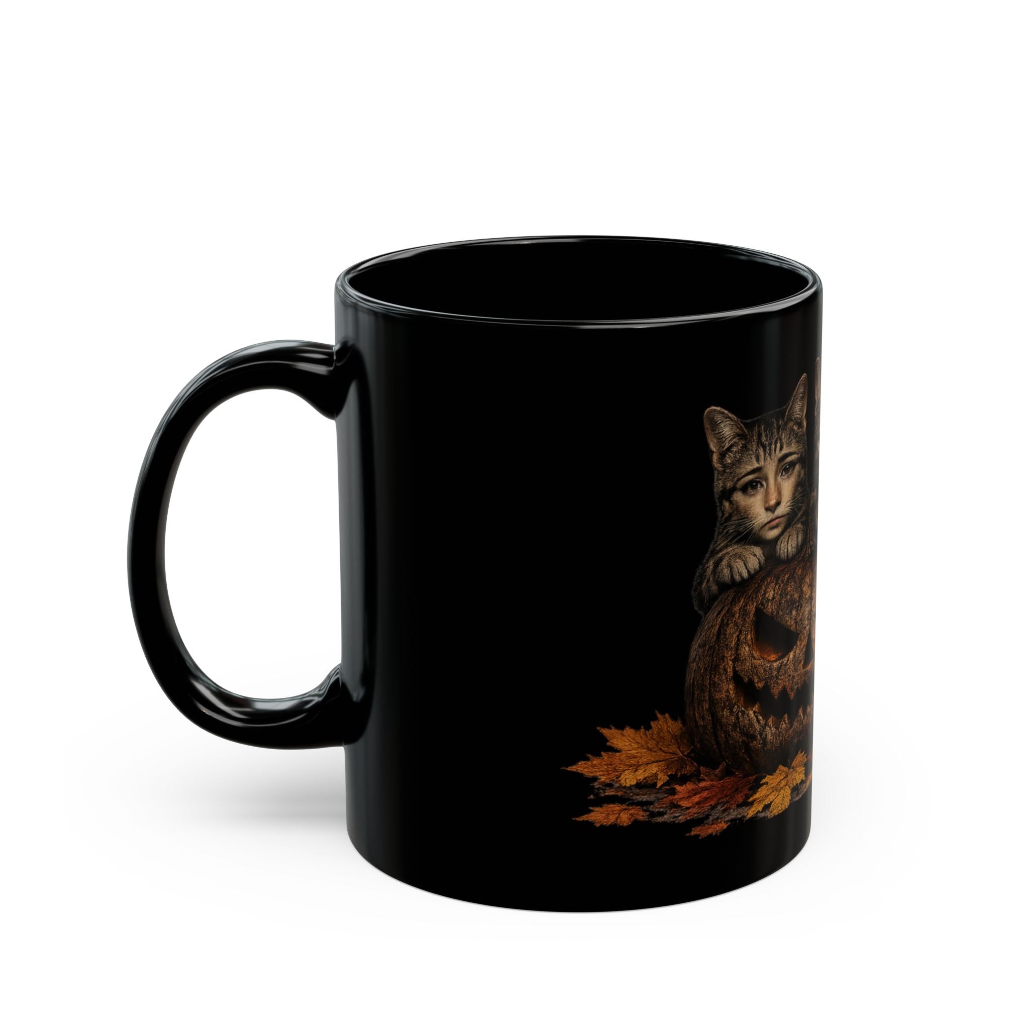 Halloween Cat Pumpkin Black Mug – Spooky Autumn Coffee Cup (11oz, 15oz)