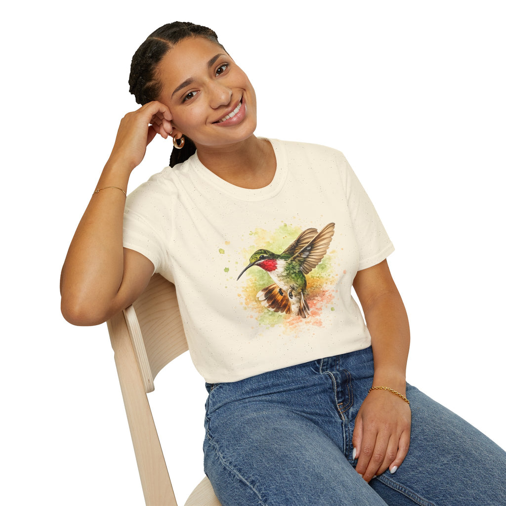 Hummingbird Watercolor T-Shirt — Artistic Bird Nature Tee