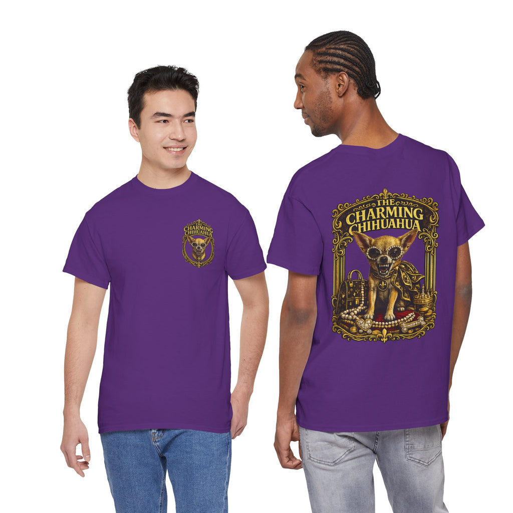Chihuahua Crest Tee with back print — Vintage Chihuahua "THE CHARMNG CHIHUAHUA"