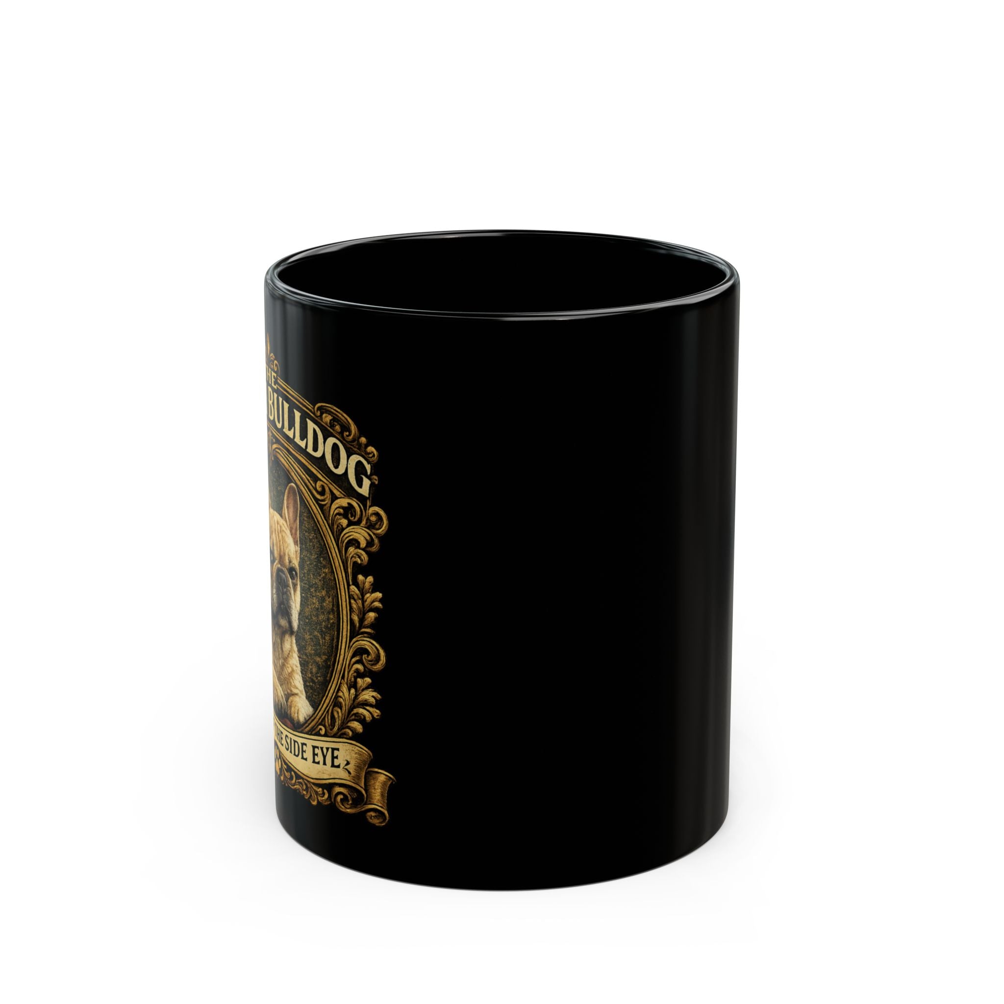 French Bulldog Crest Black Mug (11oz/15oz) – Vintage Dog Lover Coffee Cup