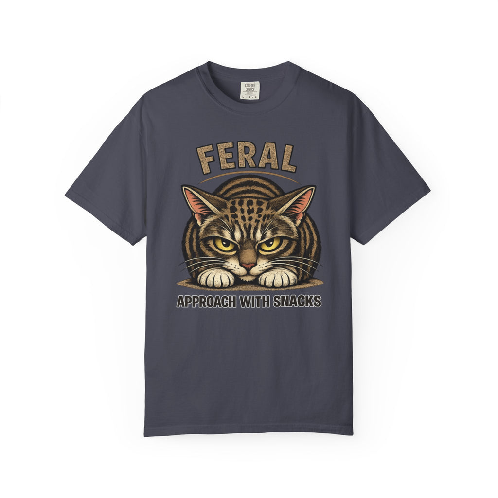T-Shirt — "Feral: Approach With Snacks" Cat Graphic Tee