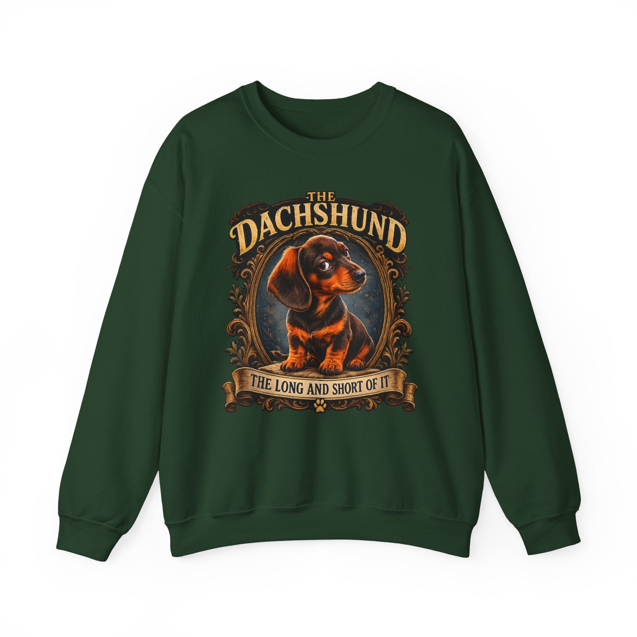 Dachshund Crewneck Sweatshirt - "The Dachshund: The Long and Short of It" Vintage Dog Portrait