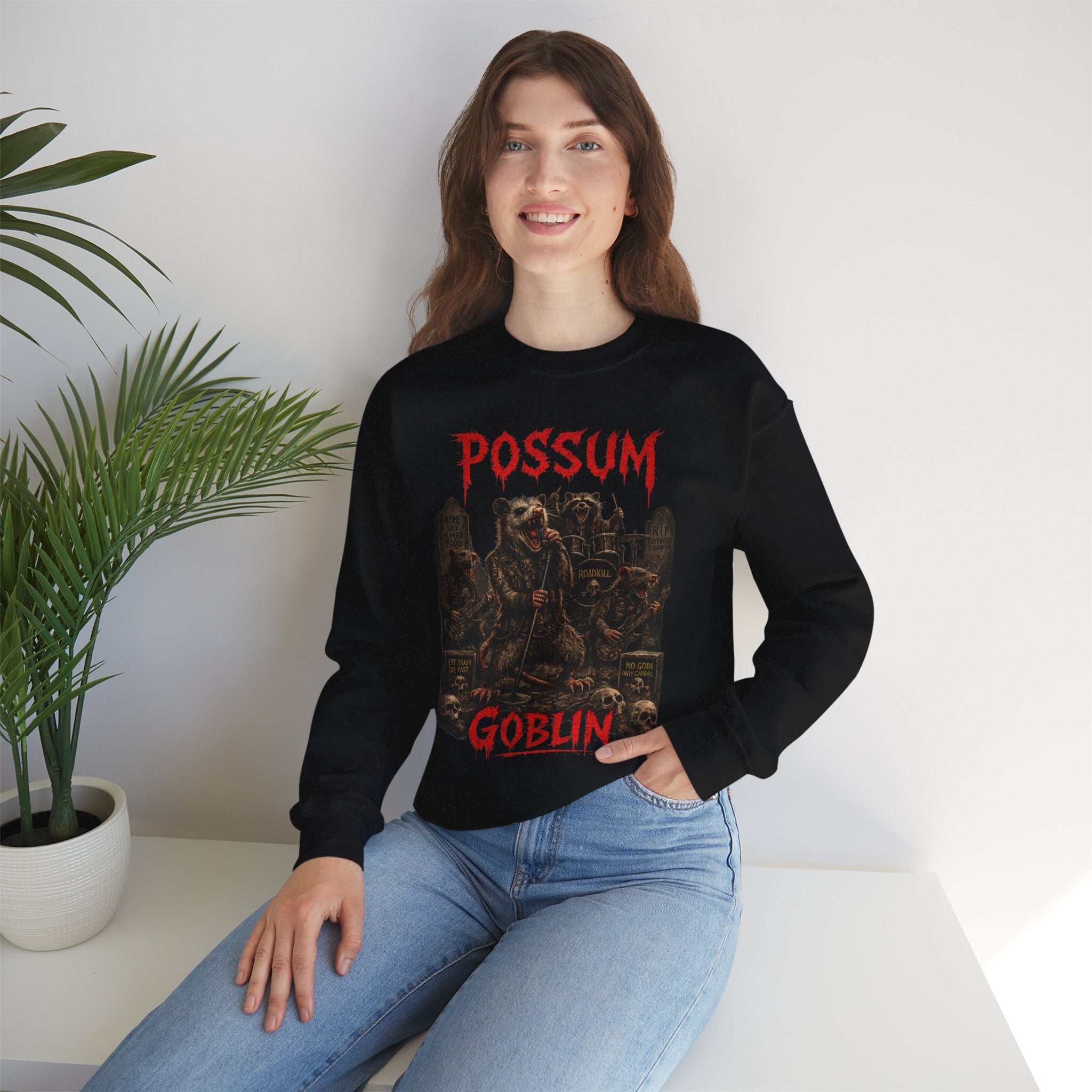 Possum Goblin Sweatshirt — Gothic Creature Graphic Crewneck