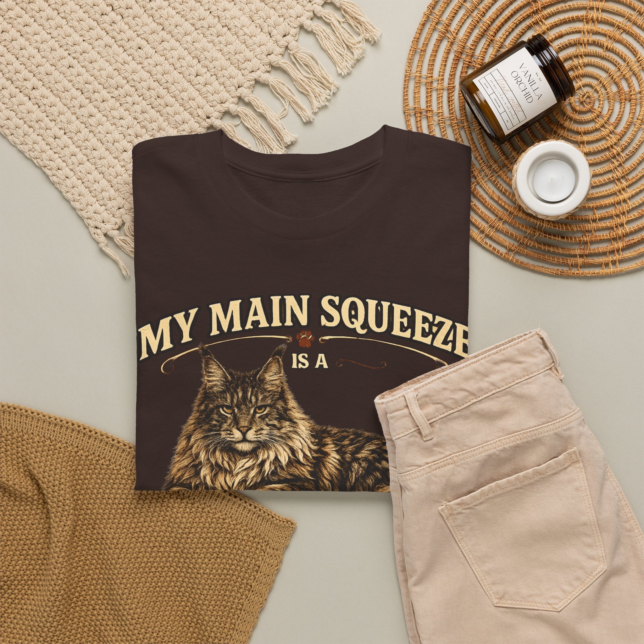 Maine Coon Cat T-Shirt — "My Main Squeeze" Vintage Cat Lover Tee
