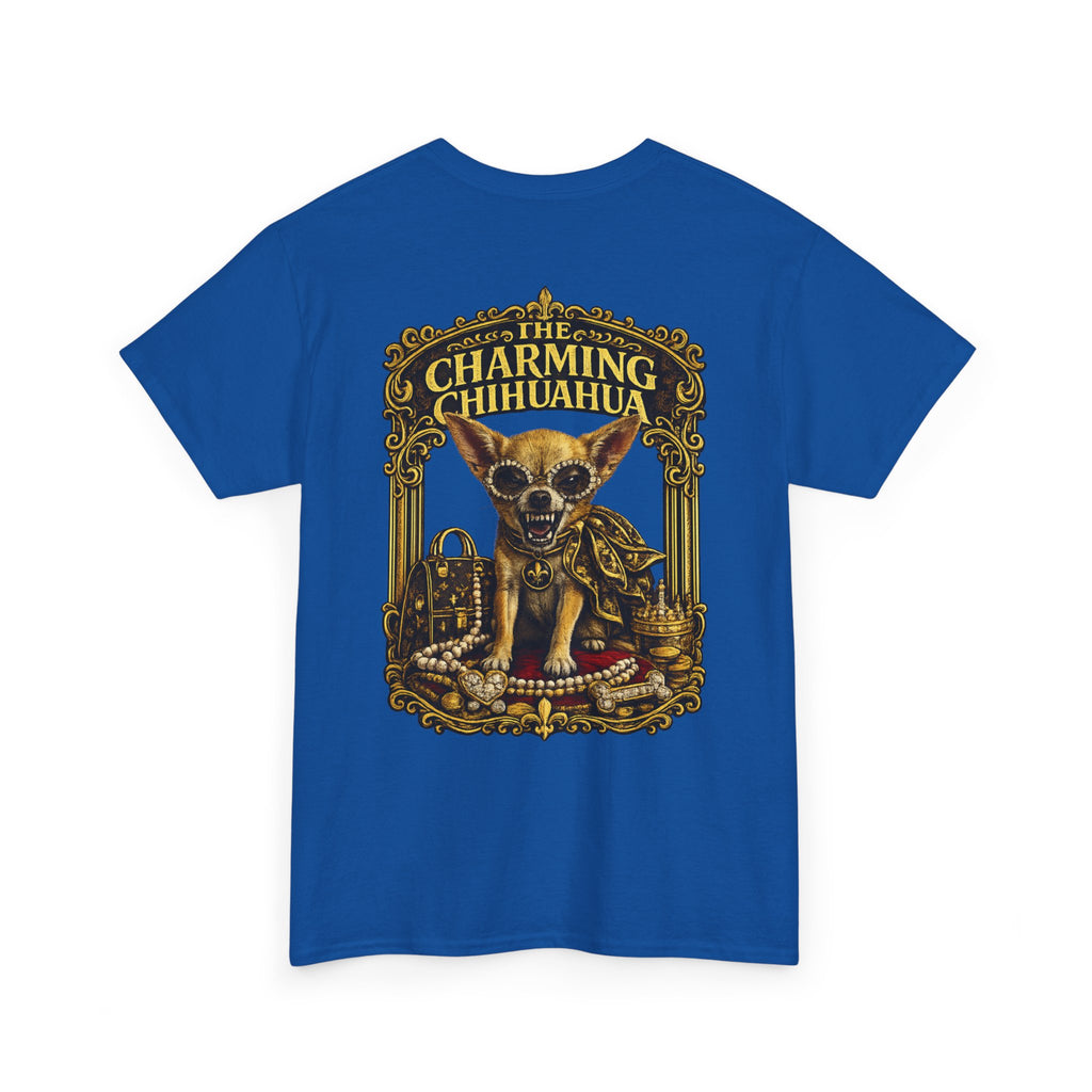 Chihuahua Crest Tee with back print — Vintage Chihuahua "THE CHARMNG CHIHUAHUA"