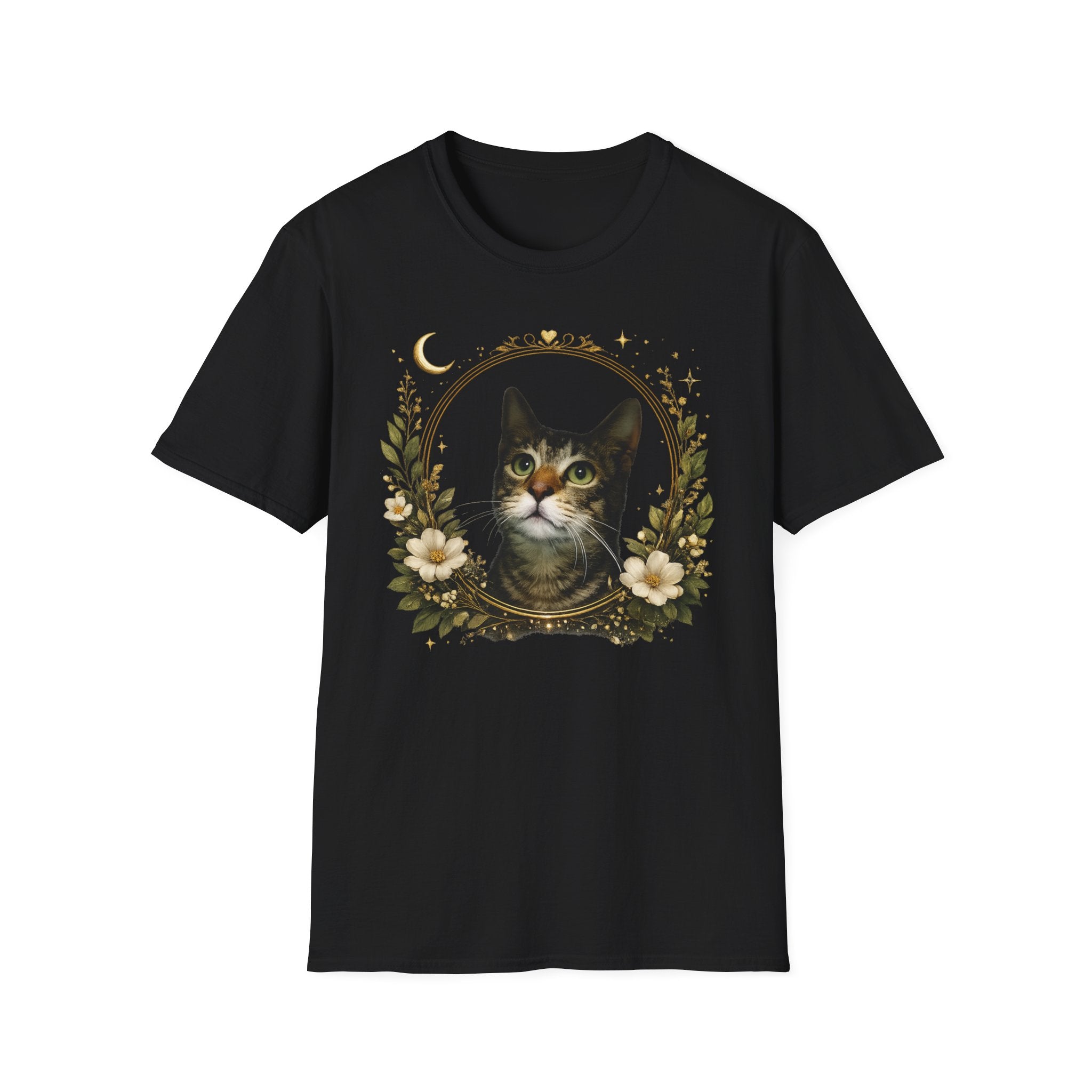 Cat Portrait T-Shirt – Vintage Floral Tabby Tee