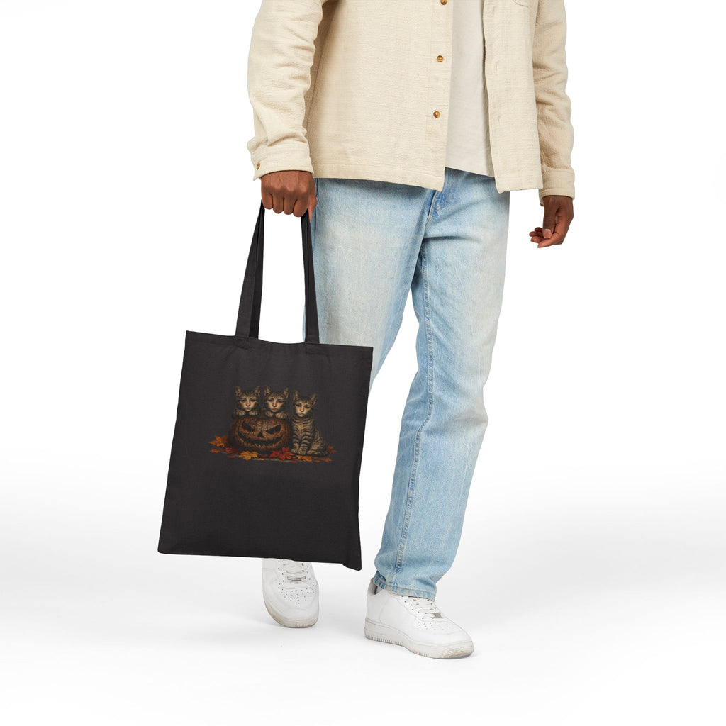 Autumn Trio Cats Cotton Tote Bag