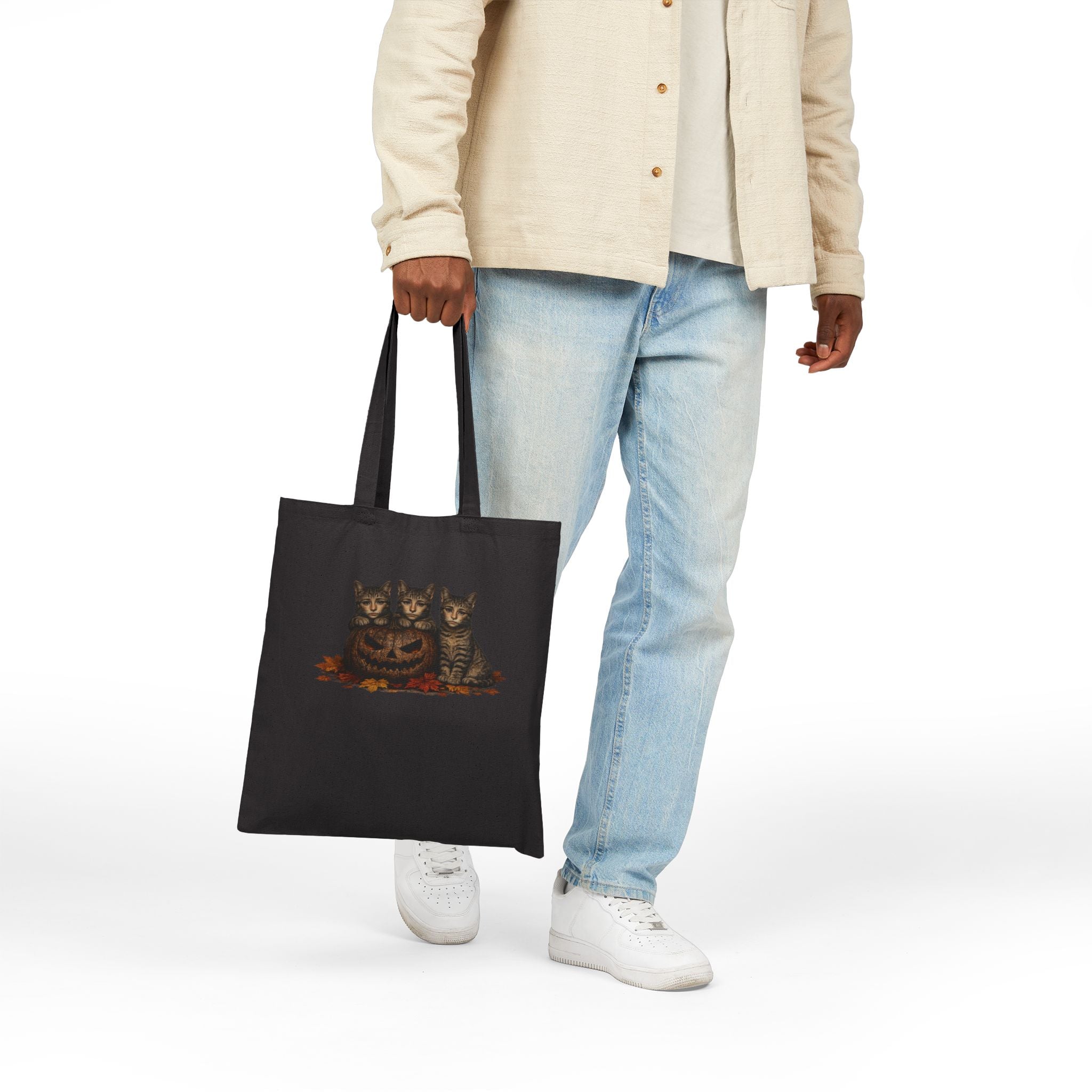 Autumn Trio Cats Cotton Tote Bag