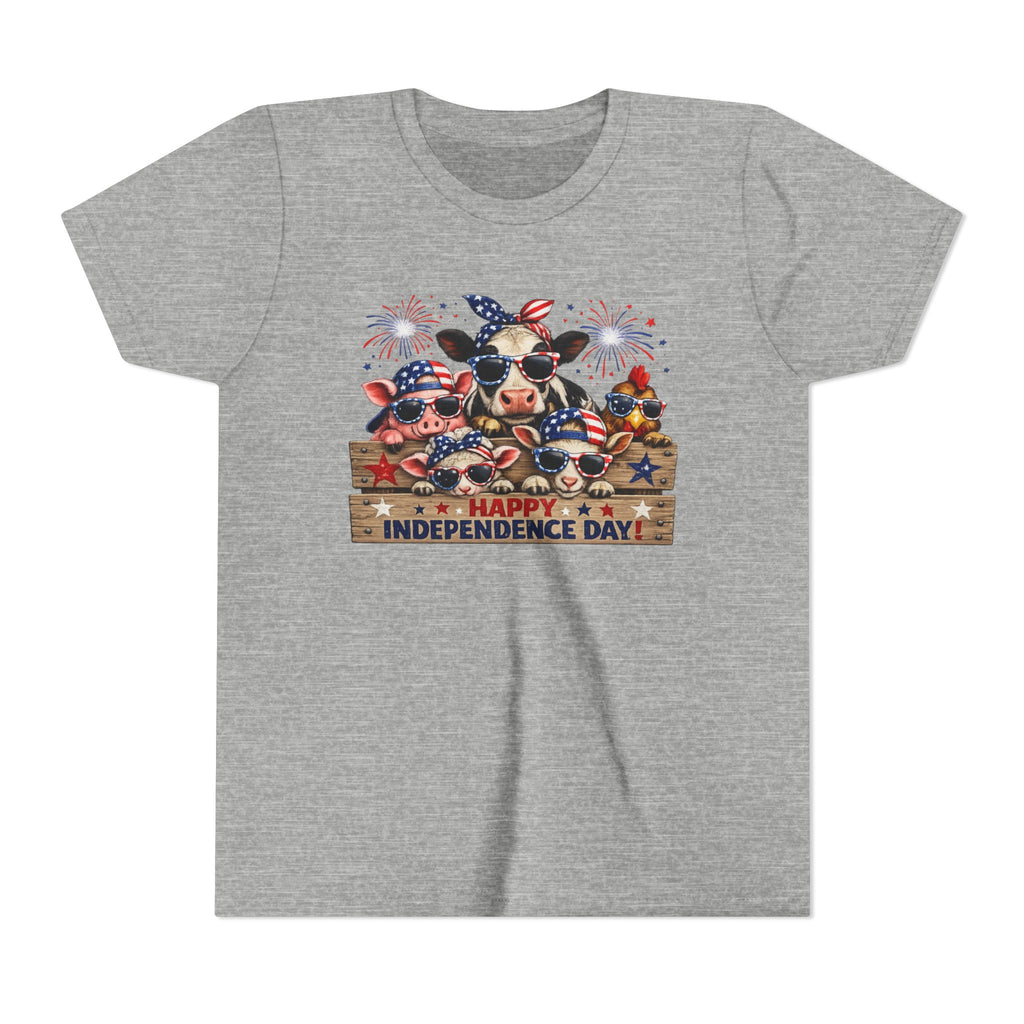 Youth Tee - Happy Independence Day Cow Patriotic Graphic