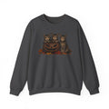 Halloween Cat Trio Crewneck Sweatshirt — Vintage Pumpkin Cats Fall Graphic