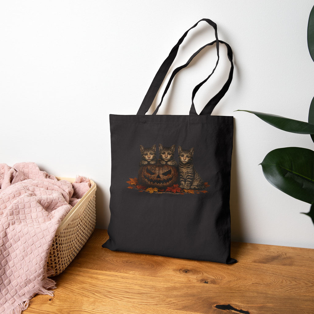 Autumn Trio Cats Cotton Tote Bag