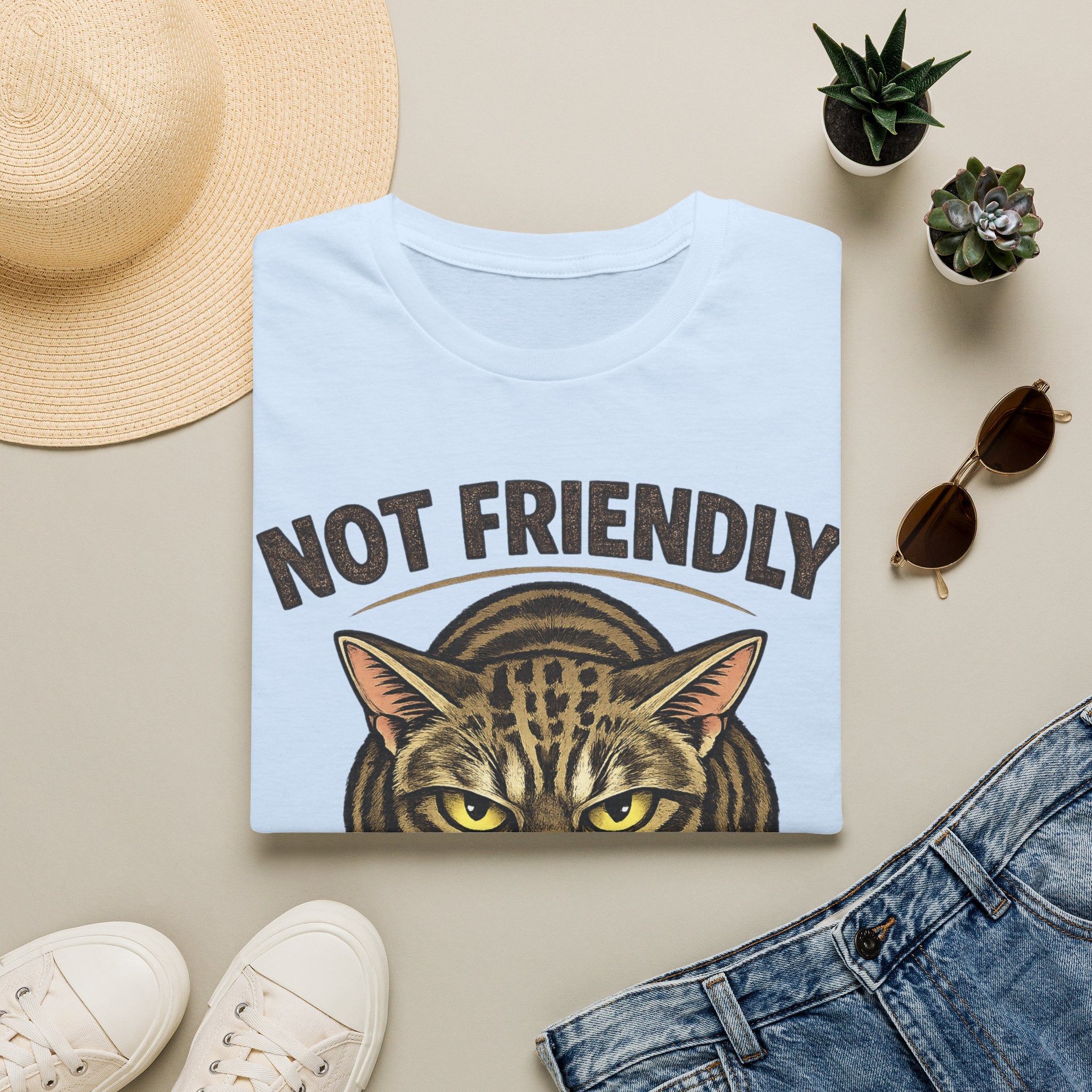 Not Friendly Cat T-Shirt — "Approach With Snacks" Vintage Grumpy Cat Tee