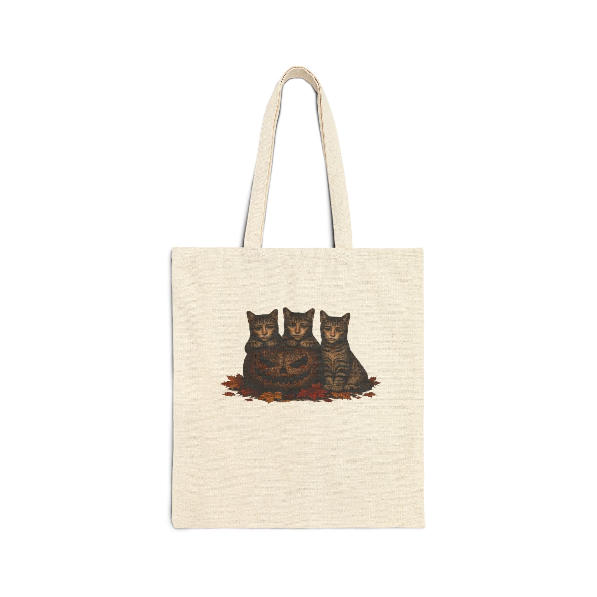Autumn Trio Cats Cotton Tote Bag