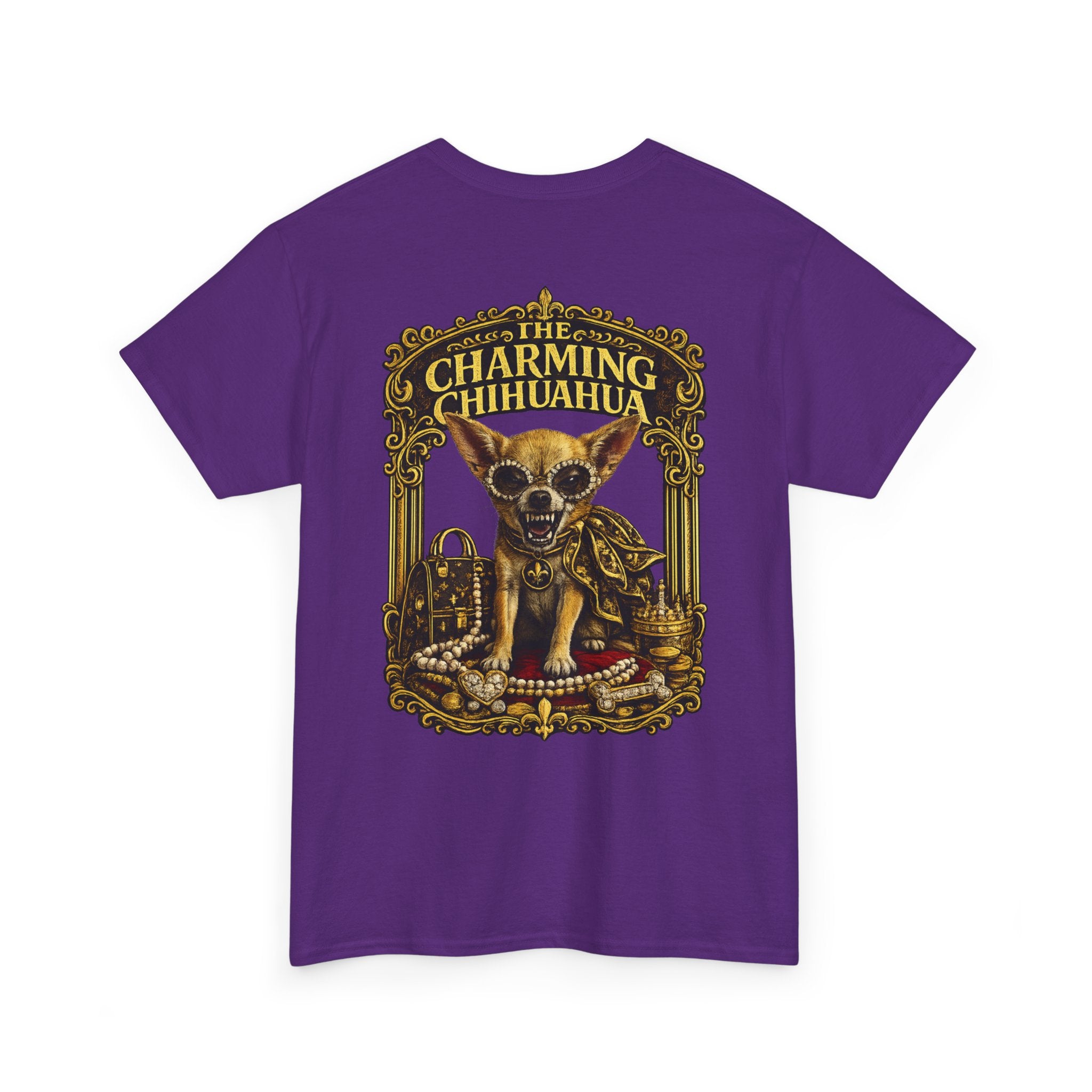 Chihuahua Crest Tee with back print — Vintage Chihuahua "THE CHARMNG CHIHUAHUA"