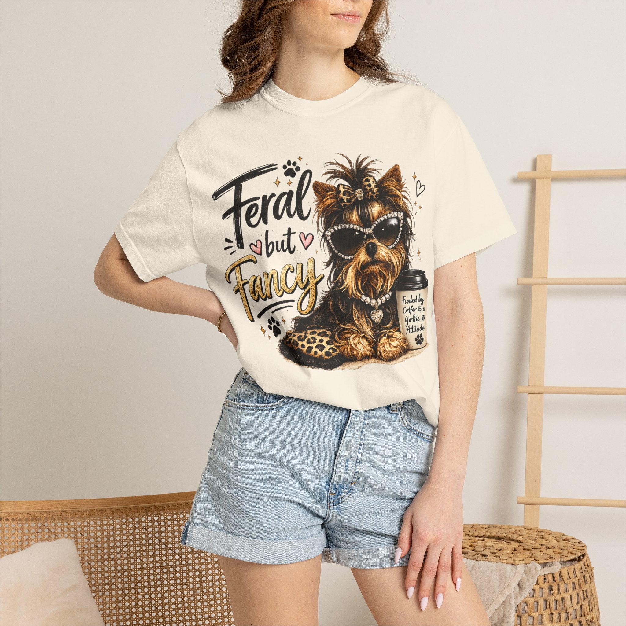 Feral but Fancy Yorkie T-Shirt – Cute Dog Graphic Tee for Pet Lovers