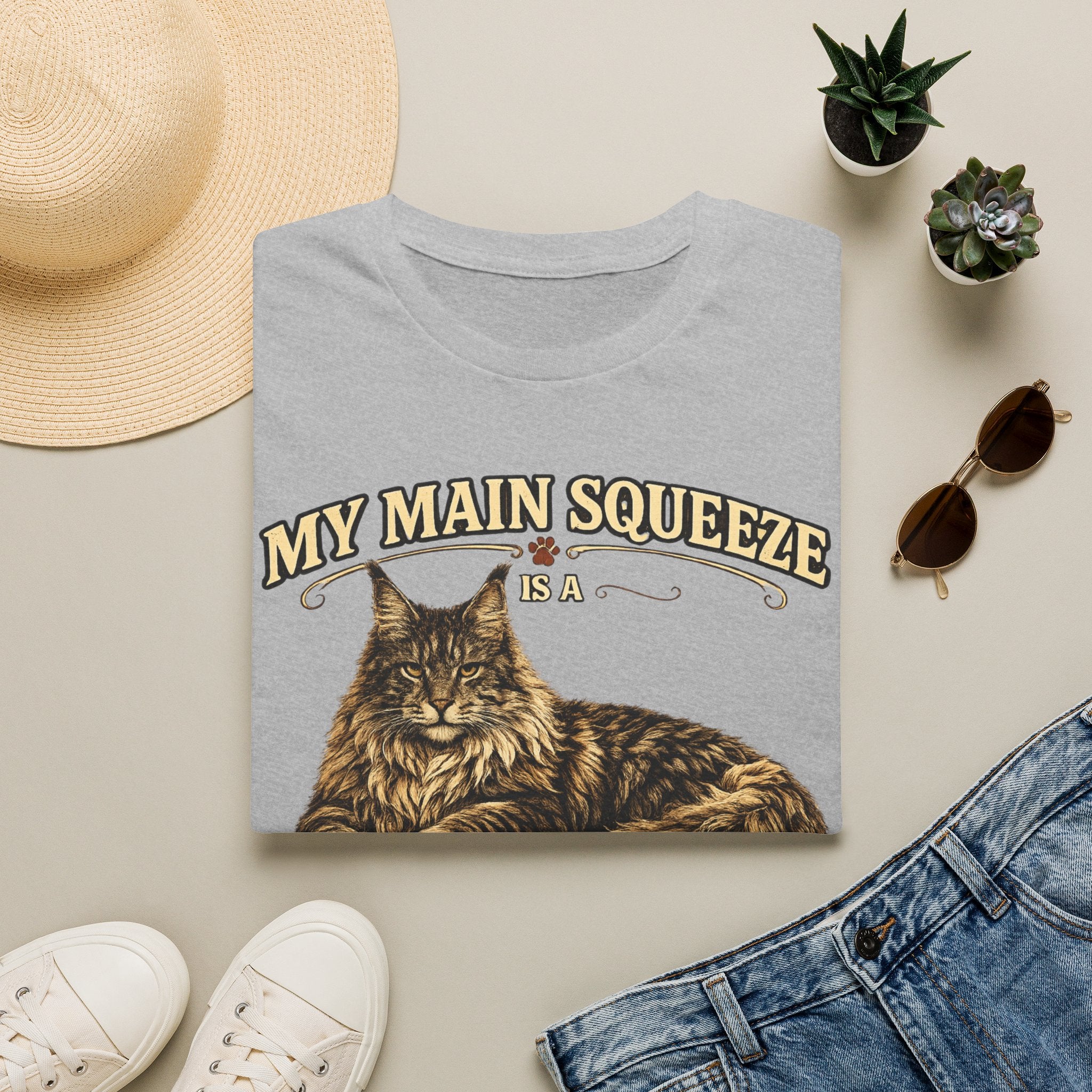 Maine Coon Cat T-Shirt — "My Main Squeeze" Graphic Tee