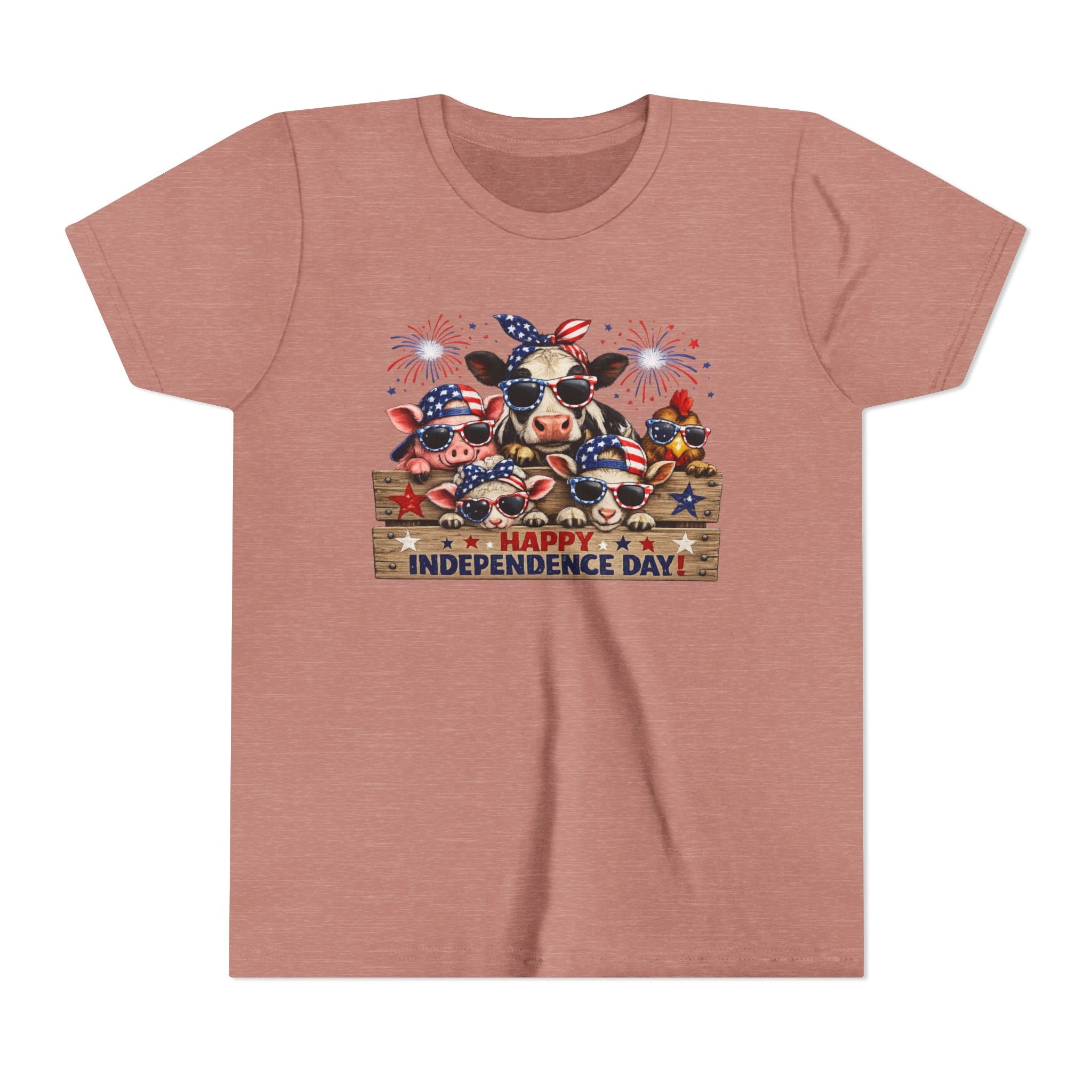 Youth Tee - Happy Independence Day Cow Patriotic Graphic